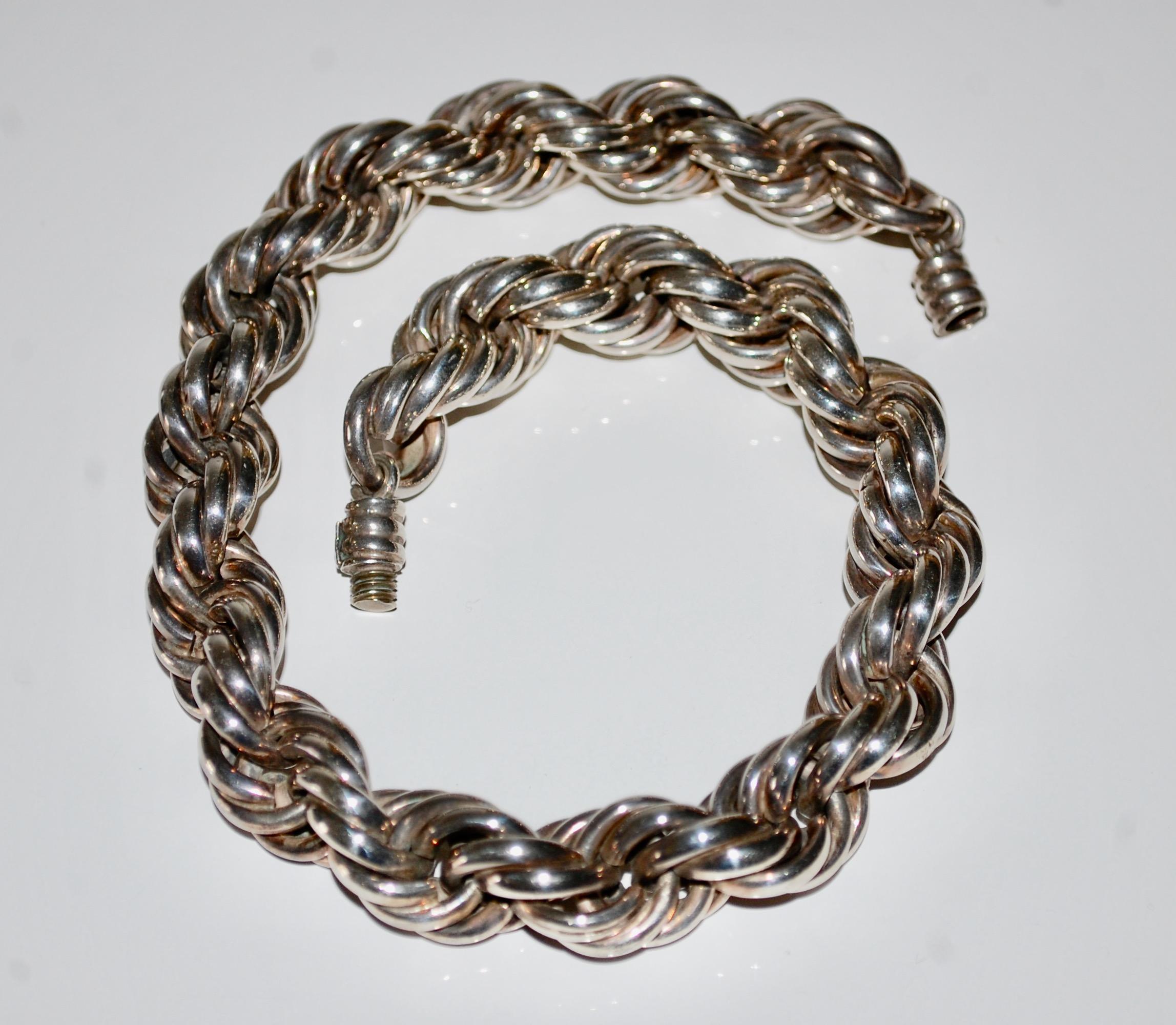 Women's Vintage Thick Rope Sterling Choker Necklaces For Sale