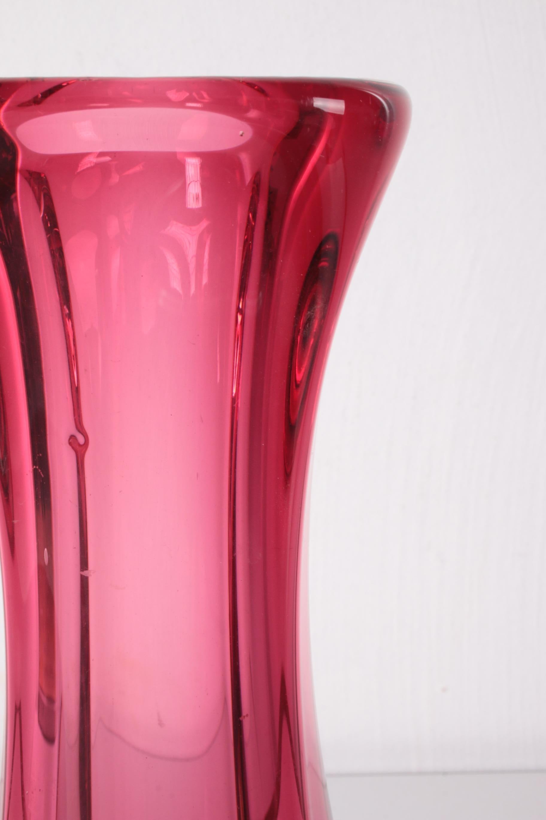 Cristal Vase carré épais vintage fabriqué dans les années 60