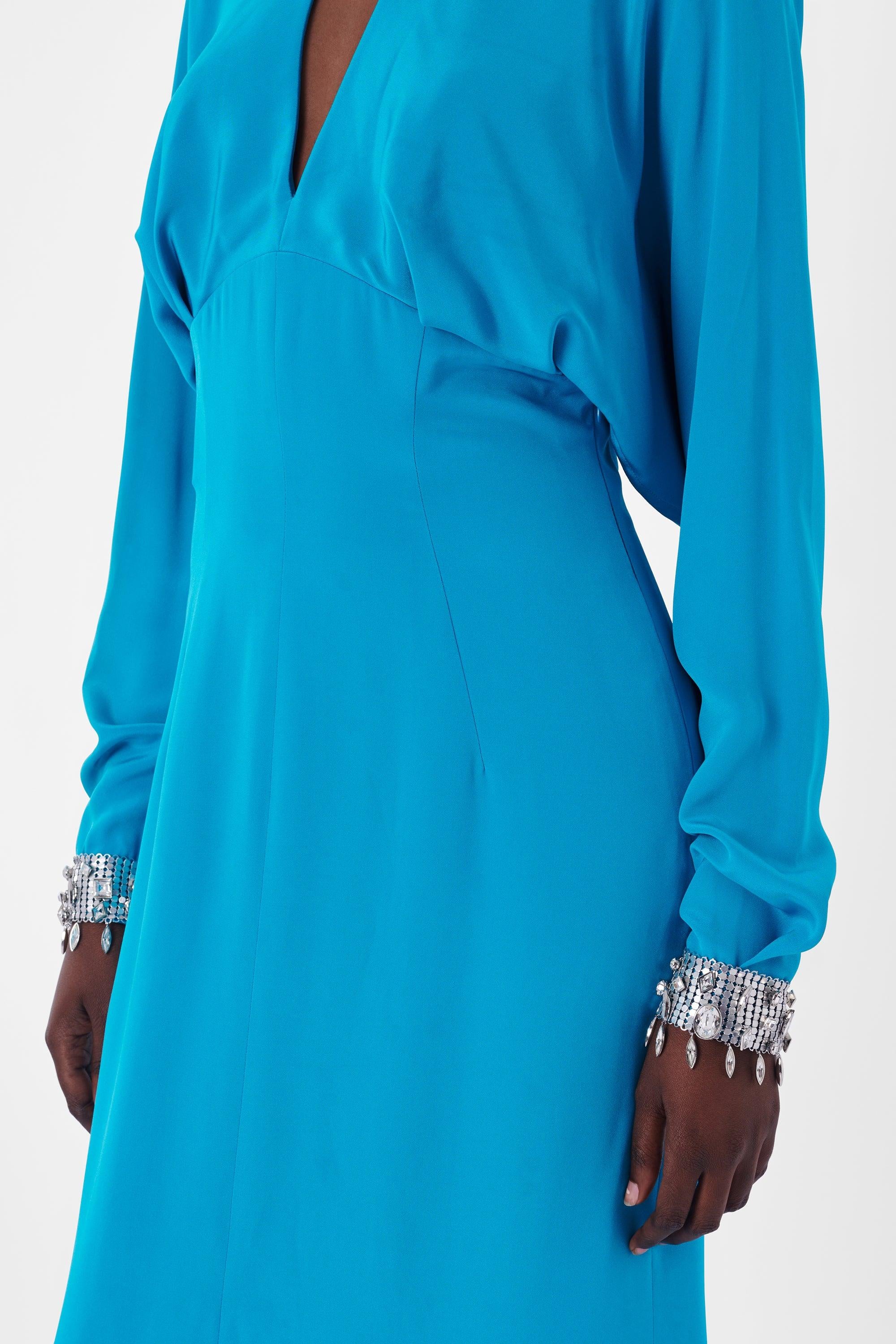 Vintage Thierry Mugler 1995 Couture Vestido Azul en Excelente estado para la venta en London, GB