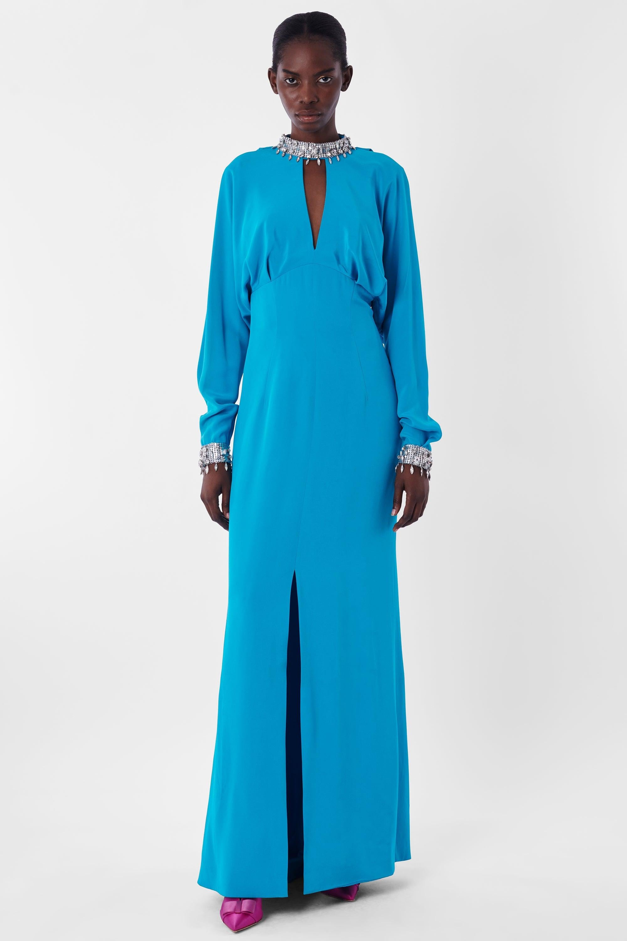 Vintage Thierry Mugler 1995 Couture Vestido Azul en venta 1