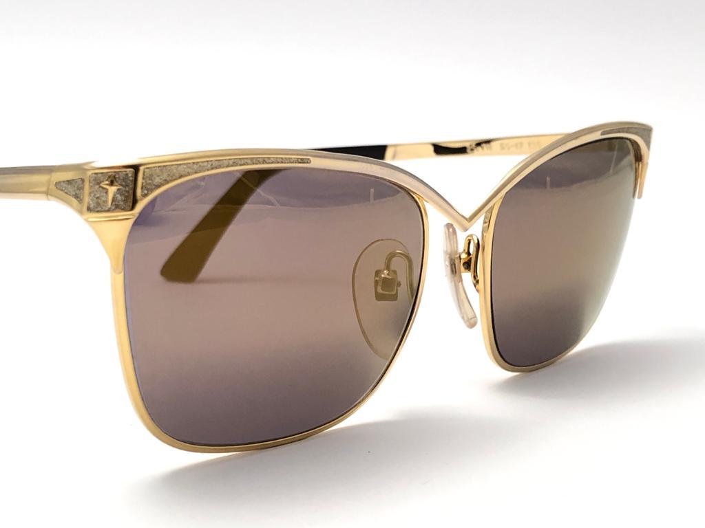 Marron Lunettes de soleil vintage Thierry Mugler 25 711 Brown Lenses Medium Size 1980's Paris Sunglasses en vente