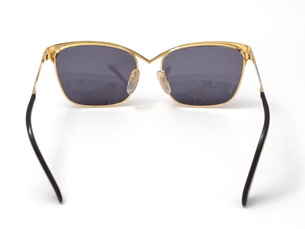 Vintage Thierry Mugler 25 711 Brown Lenses Medium Size 1980's Paris Sunglasses For Sale 1
