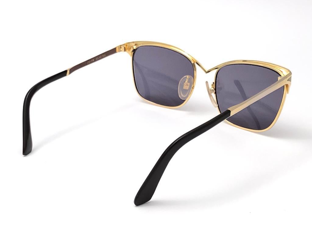 Vintage Thierry Mugler 25 711 Brown Lenses Medium Size 1980's Paris Sunglasses For Sale 2