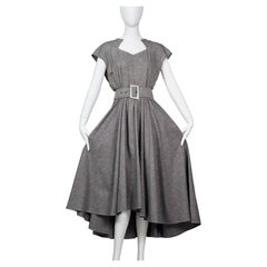 Vintage THIERRY MUGLER Asymmetric Collar Full Circle Belted Dress