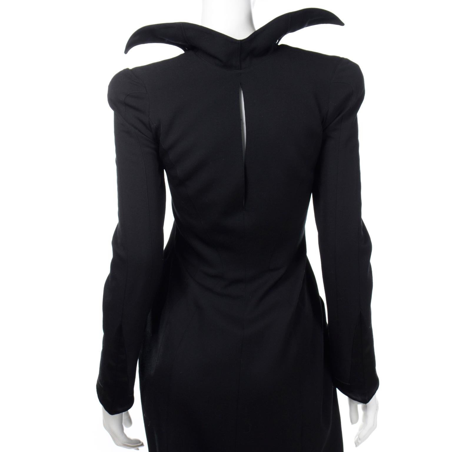 Women's Vintage Thierry Mugler Black Evening Dress or Evening Coat With Pop Up Collar