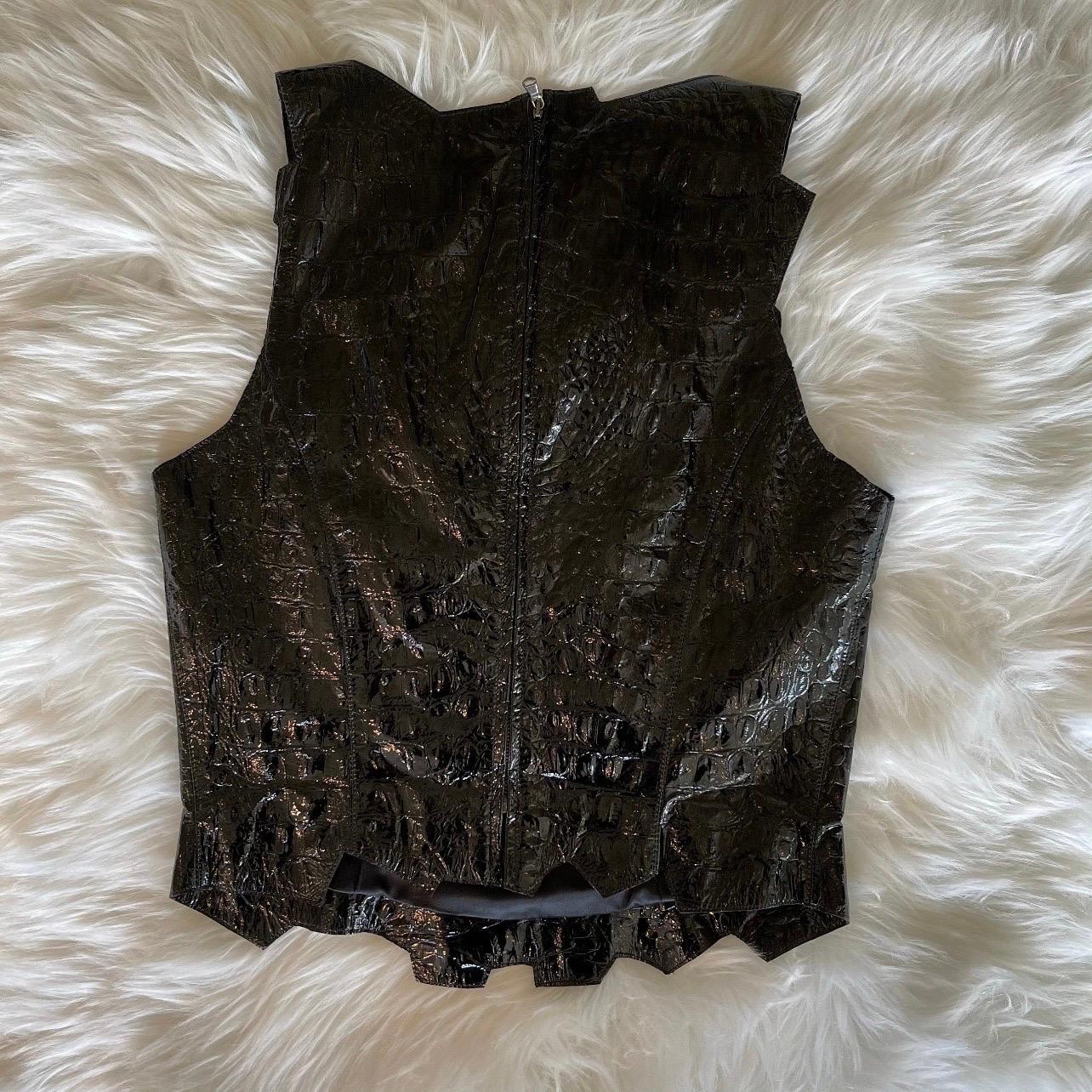 Vintage Thierry Mugler Black Leather Python Top In Excellent Condition For Sale In Malibu, CA