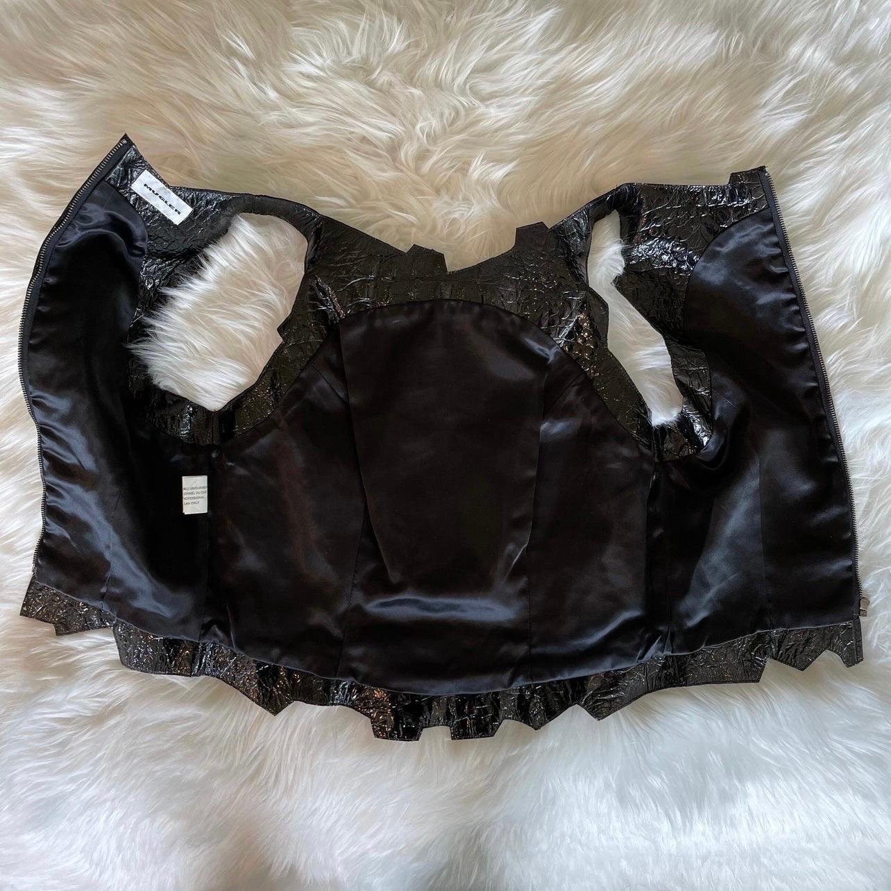 Vintage Thierry Mugler Black Leather Python Top For Sale 1