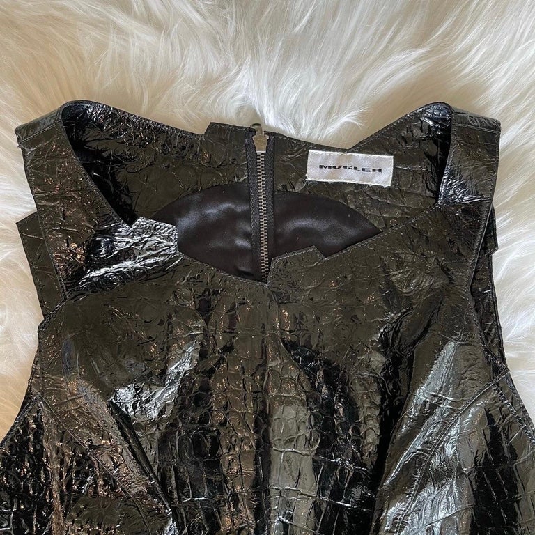 Vintage thierry mugler black leather python top for sale at 1stdibs