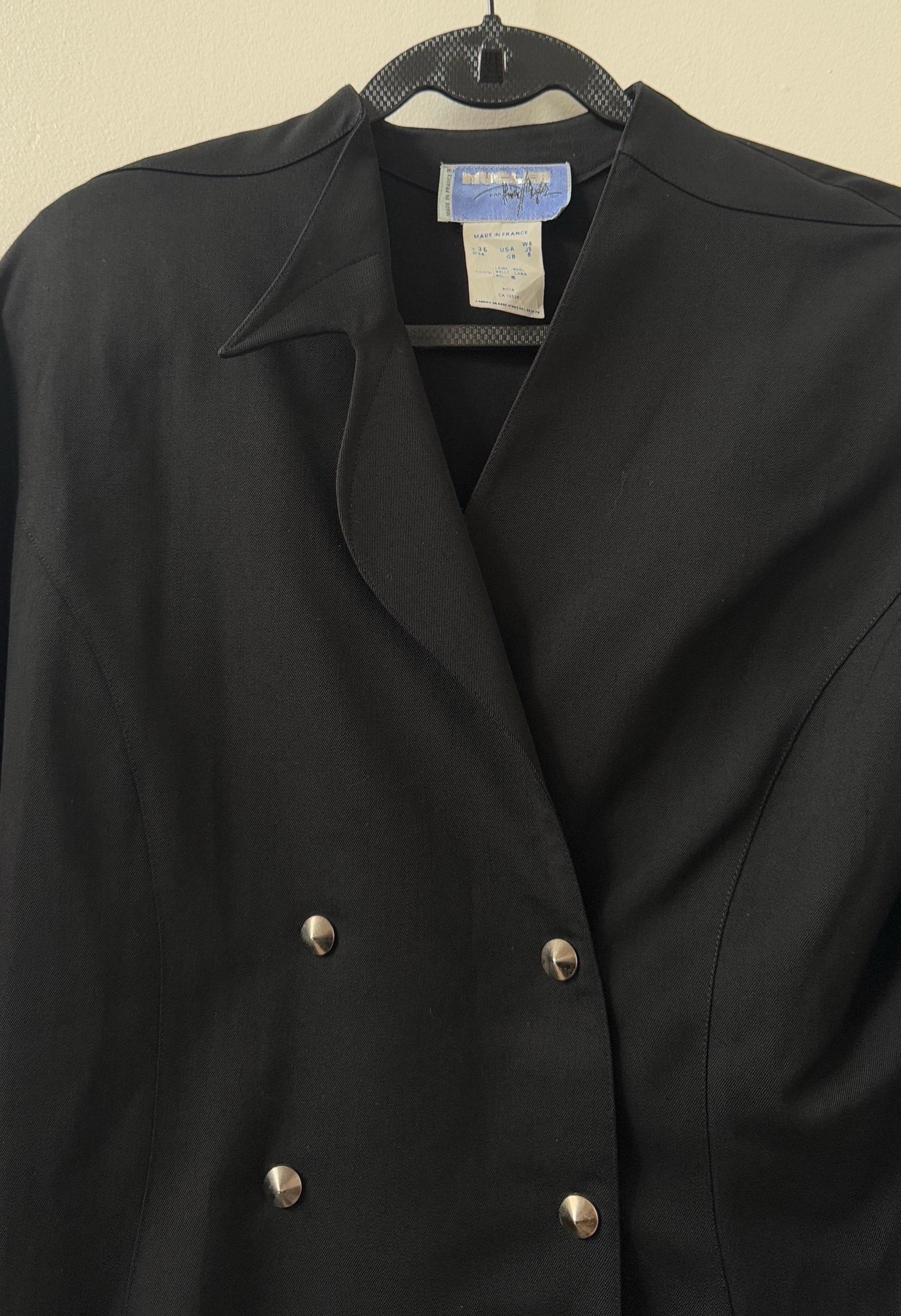 Vintage Thierry Mugler Black Wool Tailored Jacket In Excellent Condition For Sale In Milano, IT