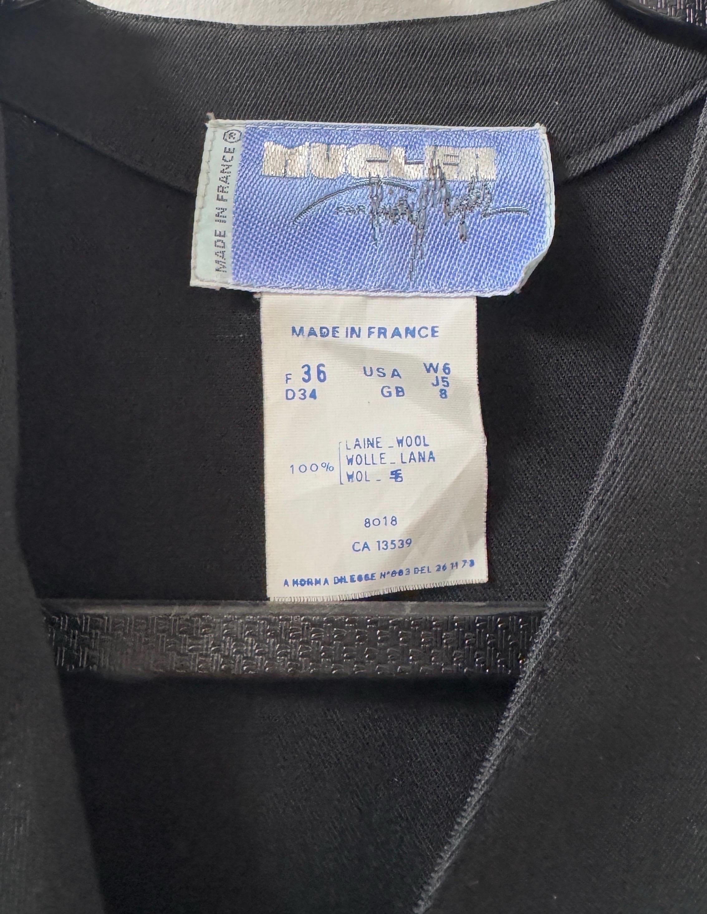 Women's Vintage Thierry Mugler Black Wool Tailored Jacket For Sale