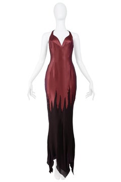 Vintage Thierry Mugler Burgundy Beaded Flame Gown