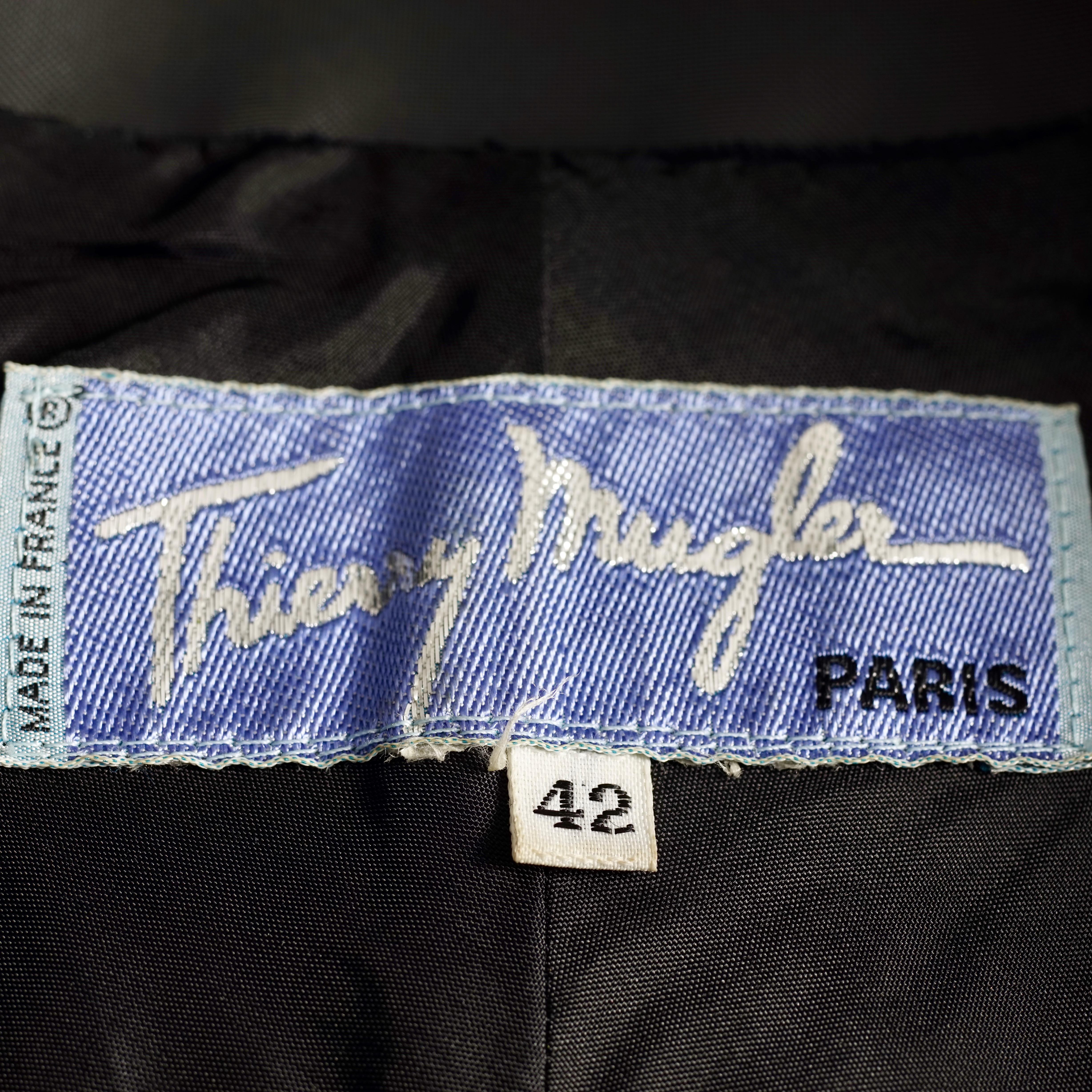 Vintage THIERRY MUGLER Bustier Structured Transparent Velvet Jacket Skirt Suit 2