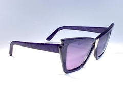 Vintage Thierry Mugler " Clichy " Deep Purple Cat Eye France Sunglasses 1980's