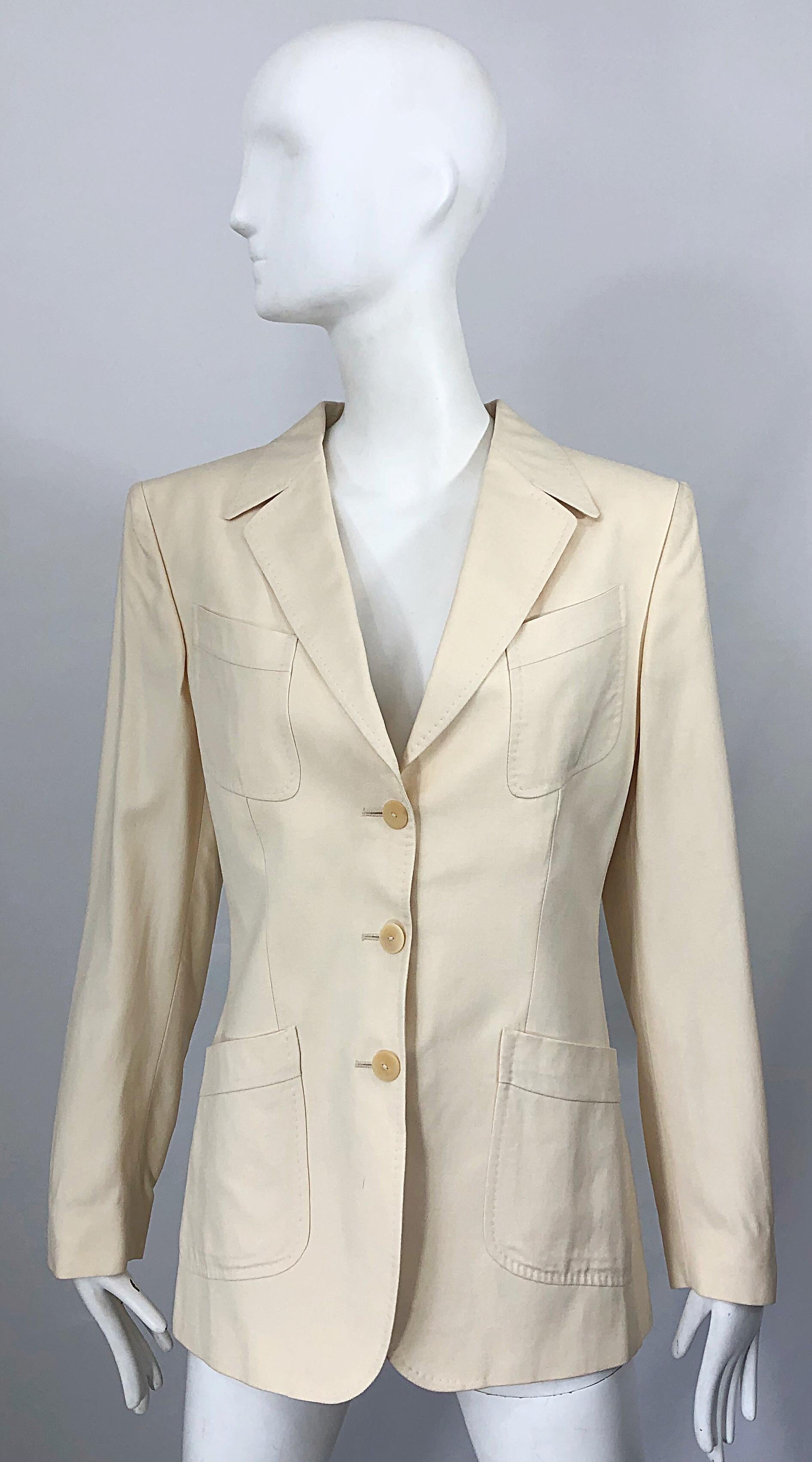 Veste blazer vintage Thierry Mugler Couture en soie ivoire (années 1990), taille 40/US 8 Excellent état - En vente à San Diego, CA