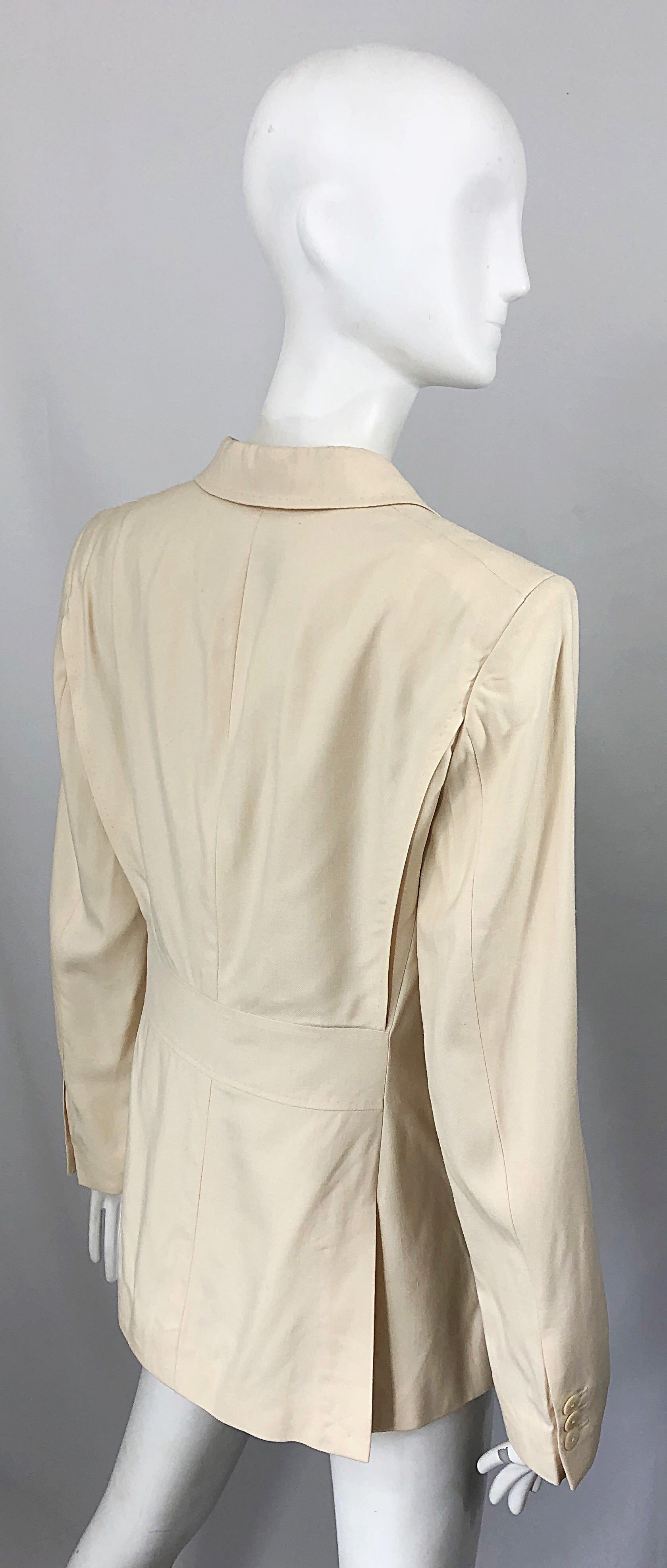 Veste blazer vintage Thierry Mugler Couture en soie ivoire (années 1990), taille 40/US 8 Pour femmes en vente