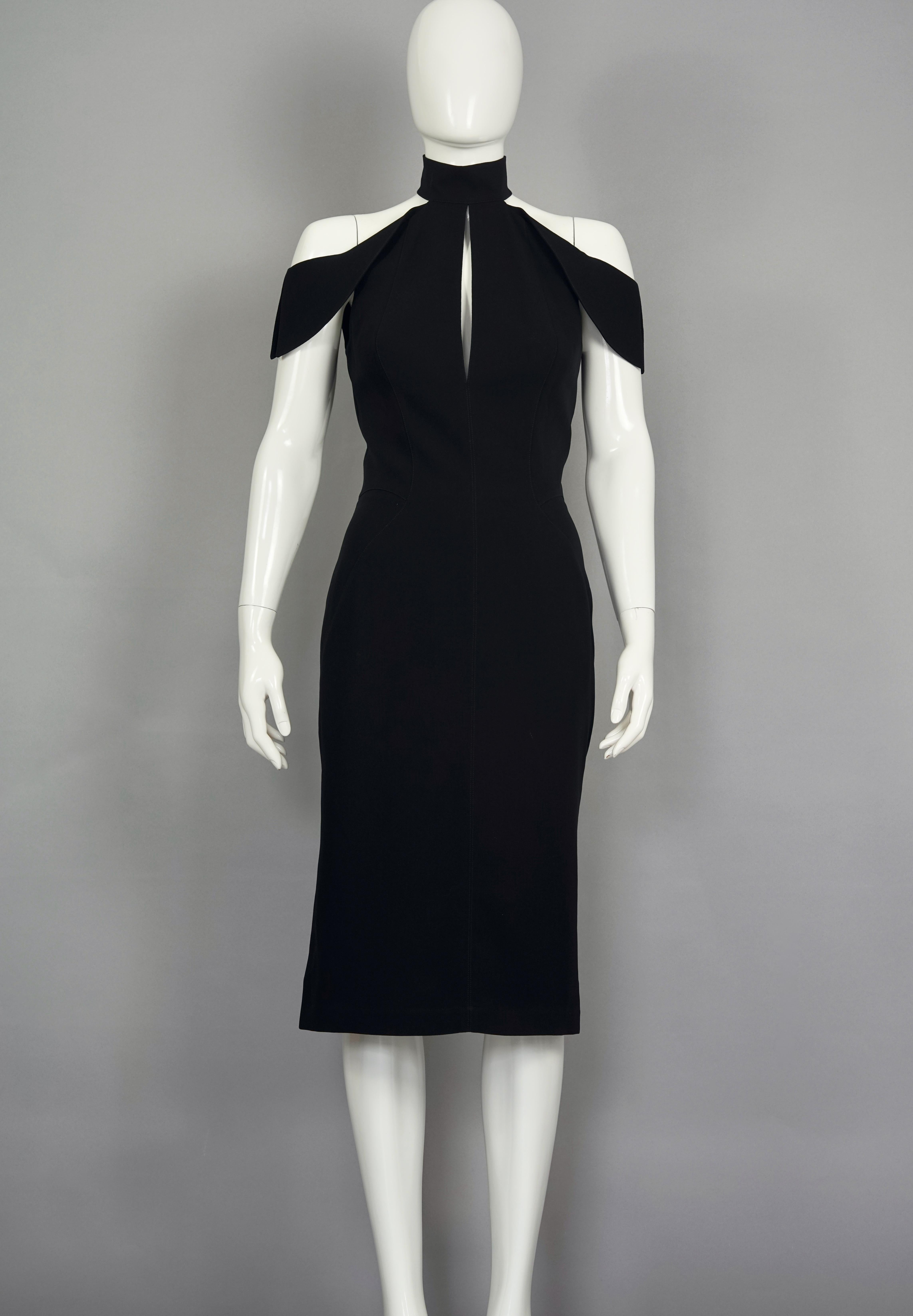 Vintage THIERRY MUGLER COUTURE Schulterfreies Futuristisches Schwarzes Kleid Damen