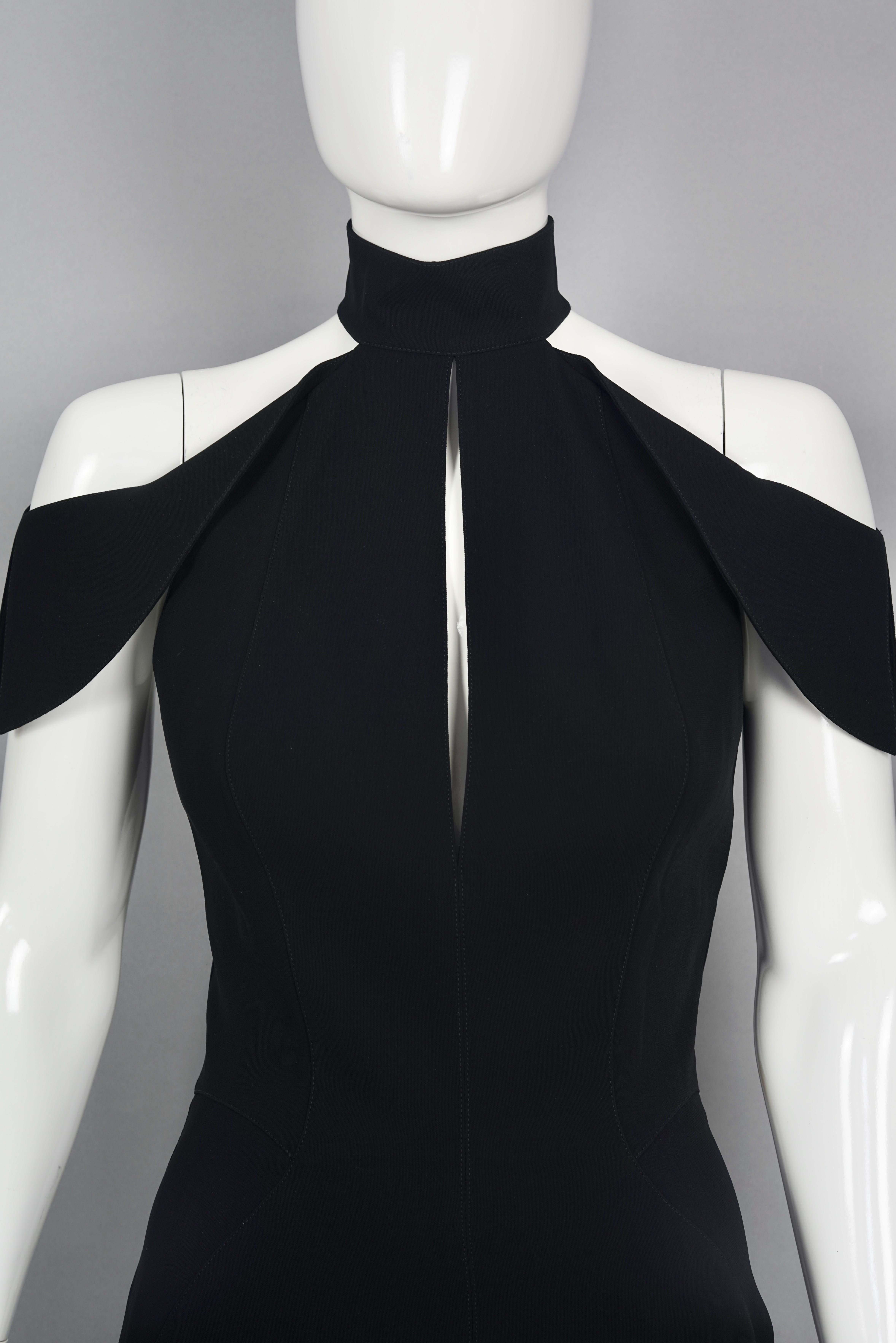 Vintage THIERRY MUGLER COUTURE Schulterfreies Futuristisches Schwarzes Kleid 2