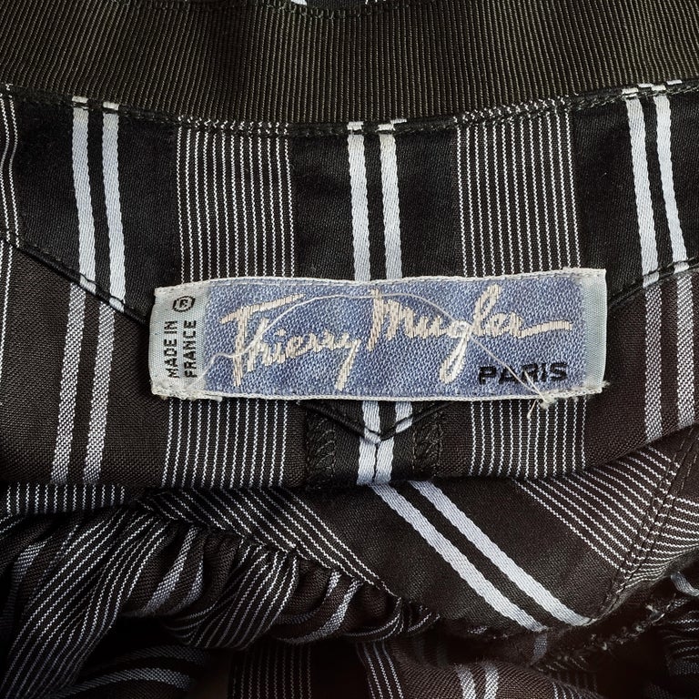 Vintage THIERRY MUGLER Cut Out Bow Neckline Stripe Corset Dress at 1stDibs