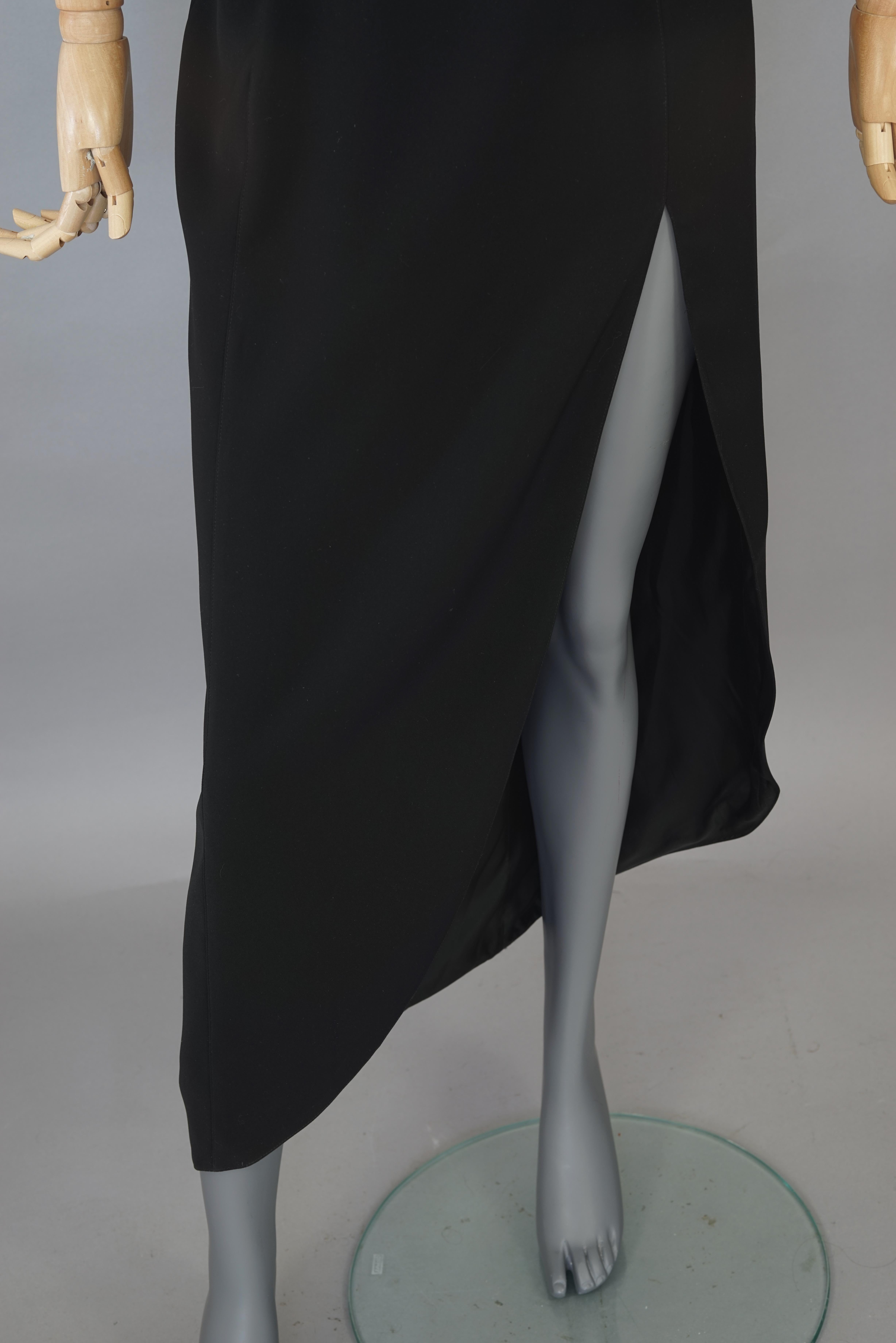 Women's Vintage THIERRY MUGLER Cut Out Neckline Long Black Evening Dress