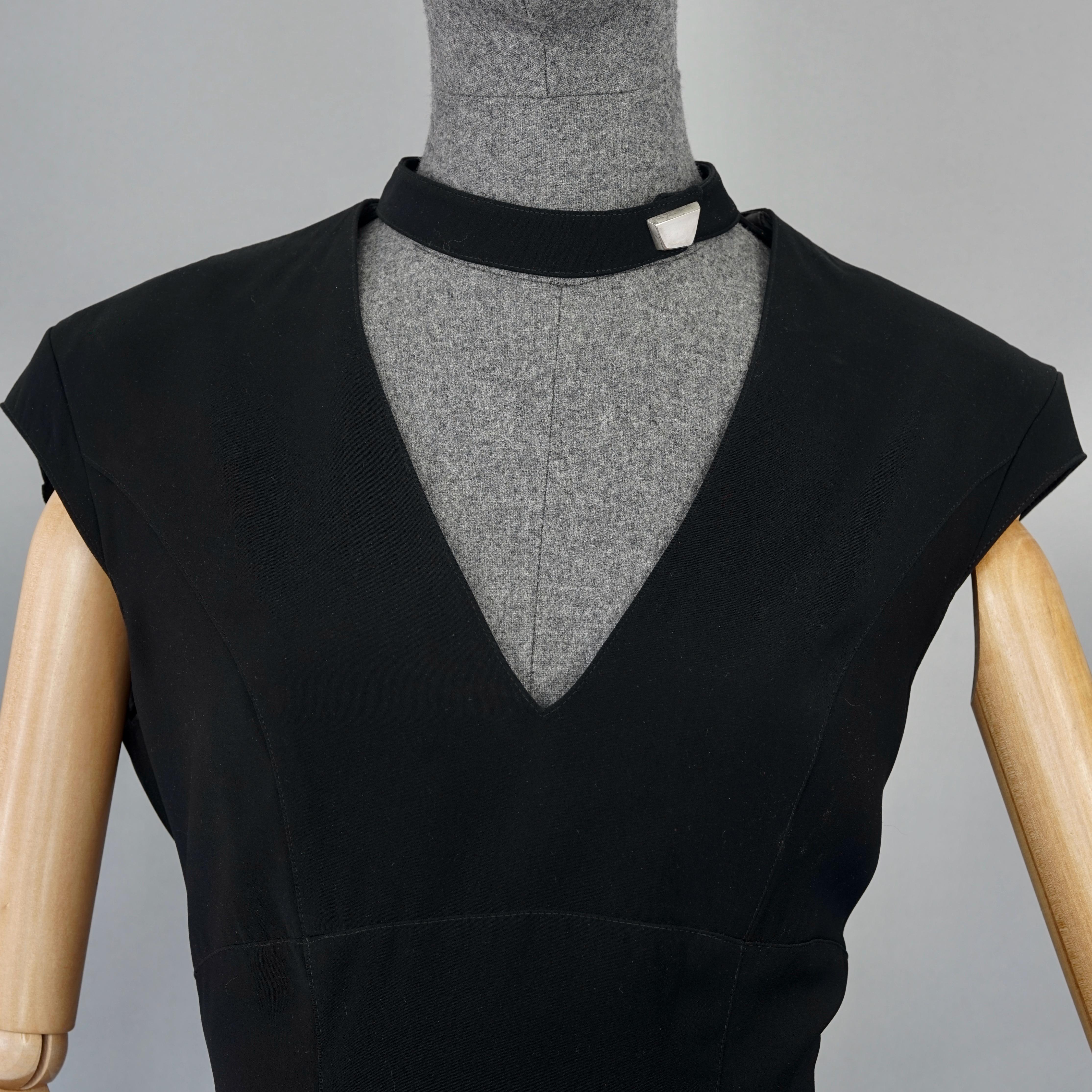 Vintage THIERRY MUGLER Cut Out Neckline Long Black Evening Dress 1