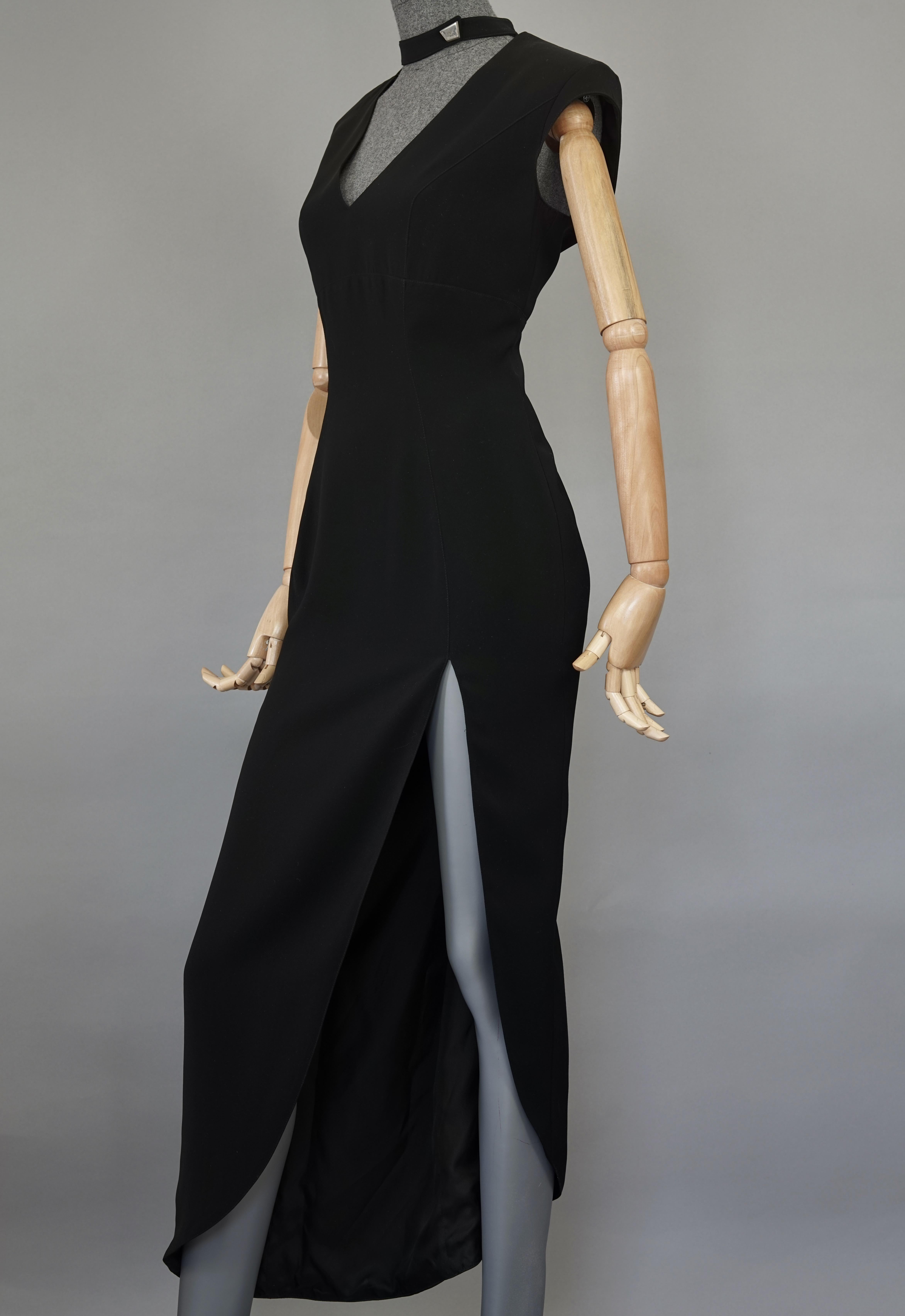 Vintage THIERRY MUGLER Cut Out Neckline Long Black Evening Dress

Measurements taken laid flat, please double bust, waist and hips:
Shoulder: 16.53 inches (42 cm)
Bust: 19.29 inches (49 cm)
Waist: 15.35 inches (39 cm)
Hips: 19.68 inches (50