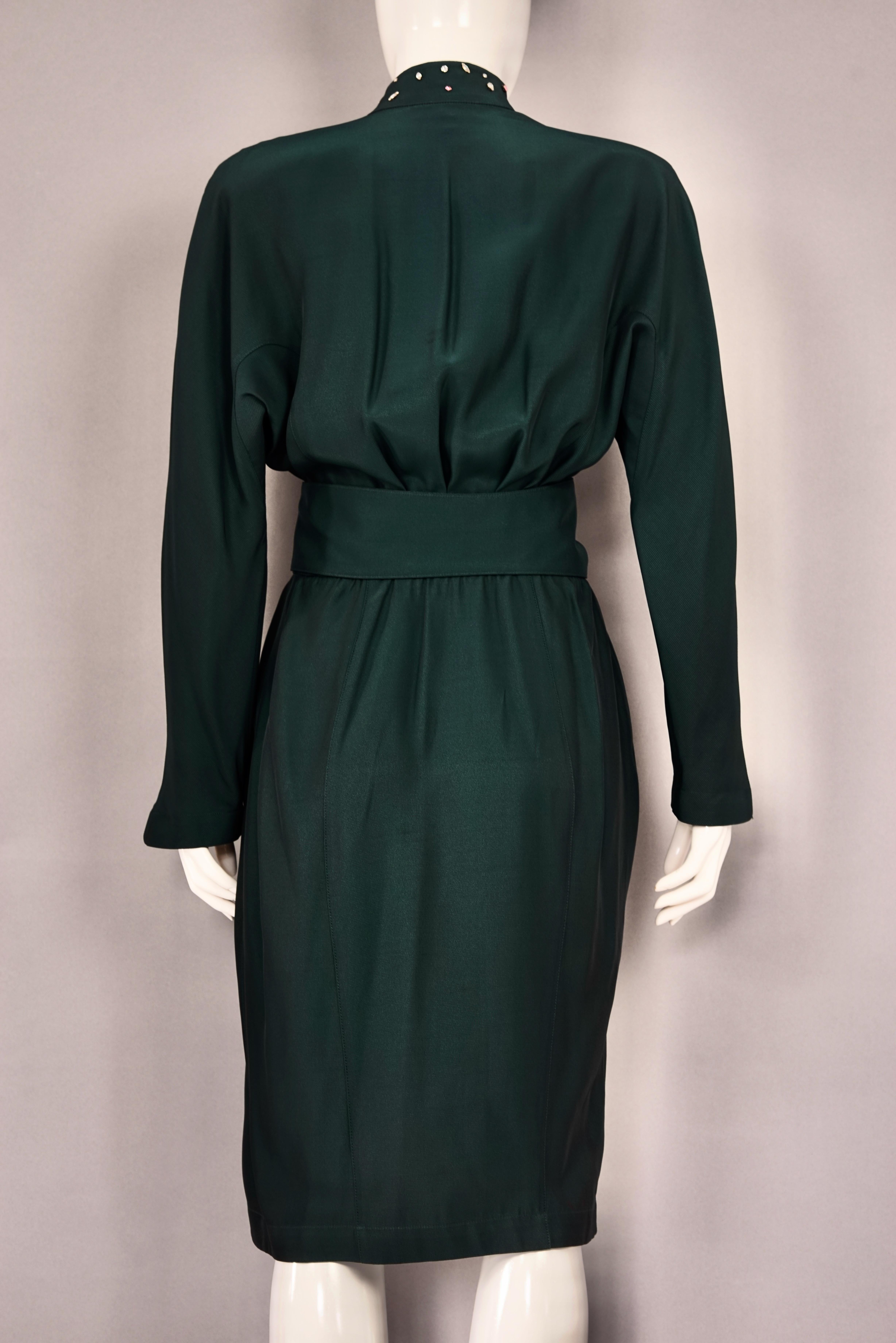 Women's Vintage THIERRY MUGLER Encrusted Rhinestone Lightning Neckline Wrap Dress For Sale