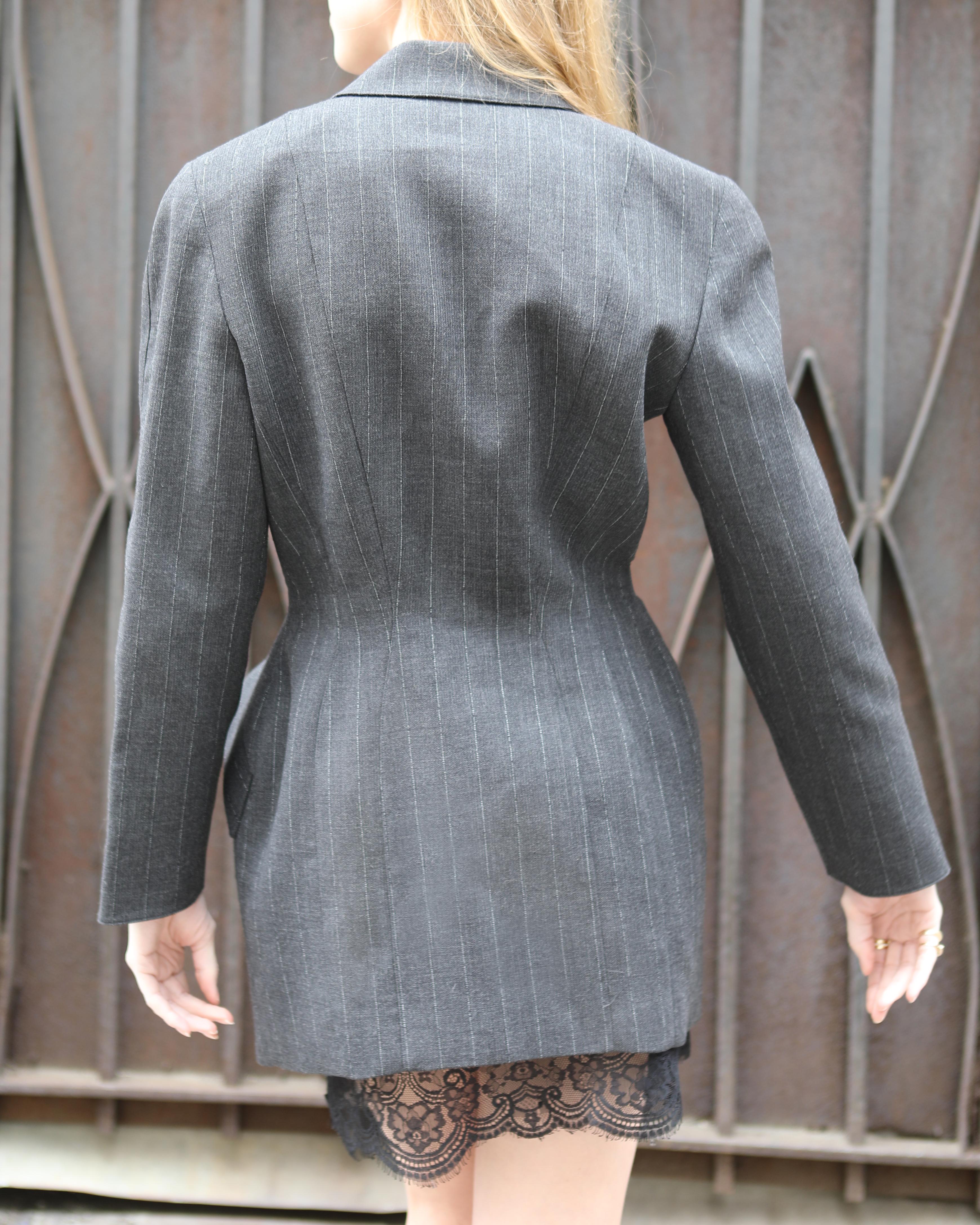 Vintage Thierry Mugler Fall 1995 Pinstripe Longline Jacket / Dress For Sale 5