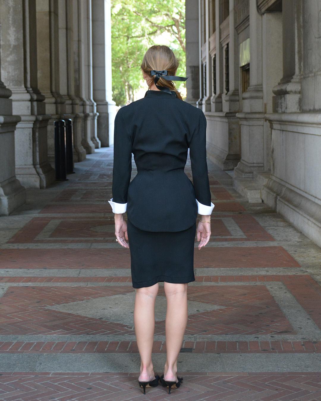 Vintage Thierry Mugler Fall 1995 Skirt Suit with Trompe L'oeil Details For Sale 3