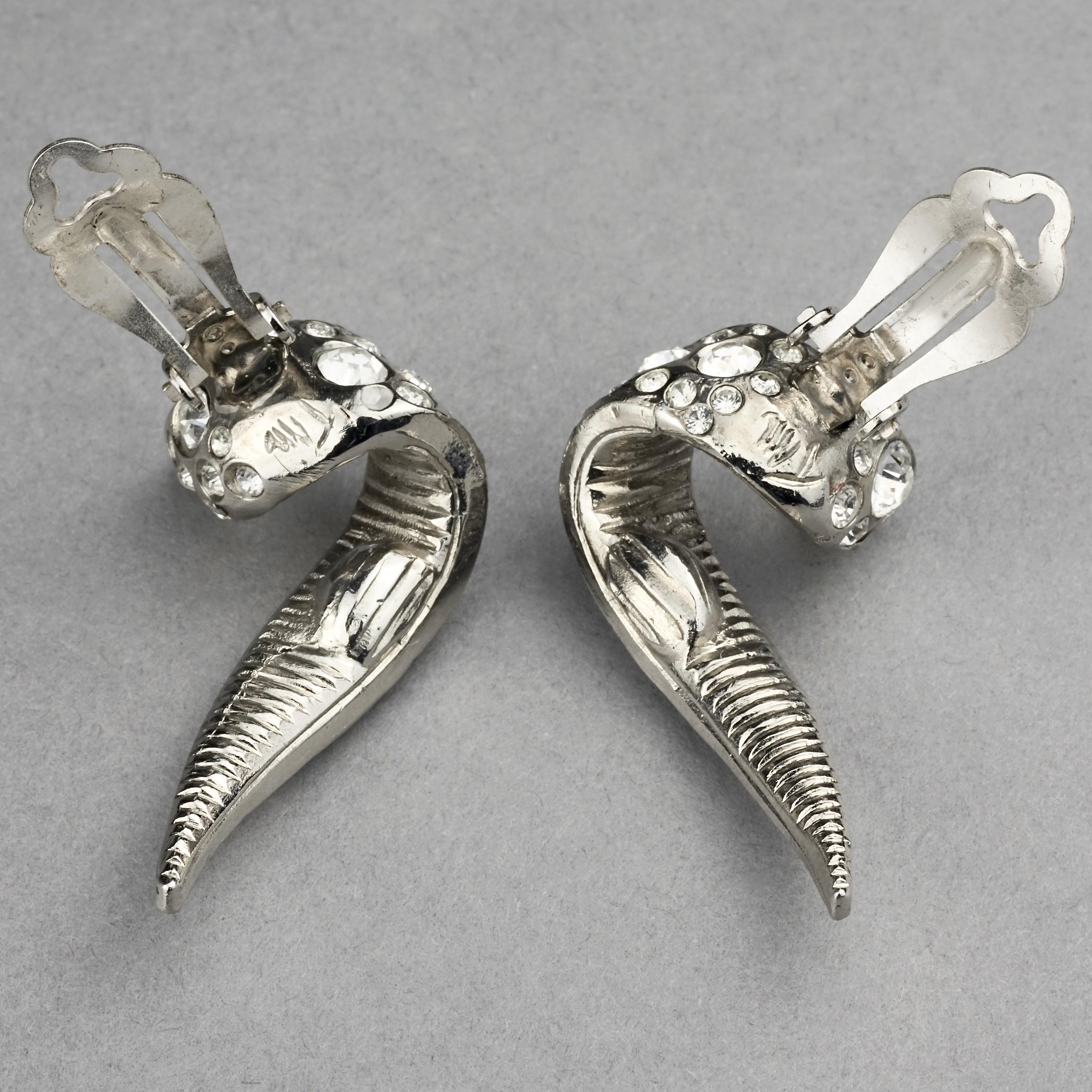 Vintage THIERRY MUGLER Futuristic Pointed Rhinestone Earrings 4