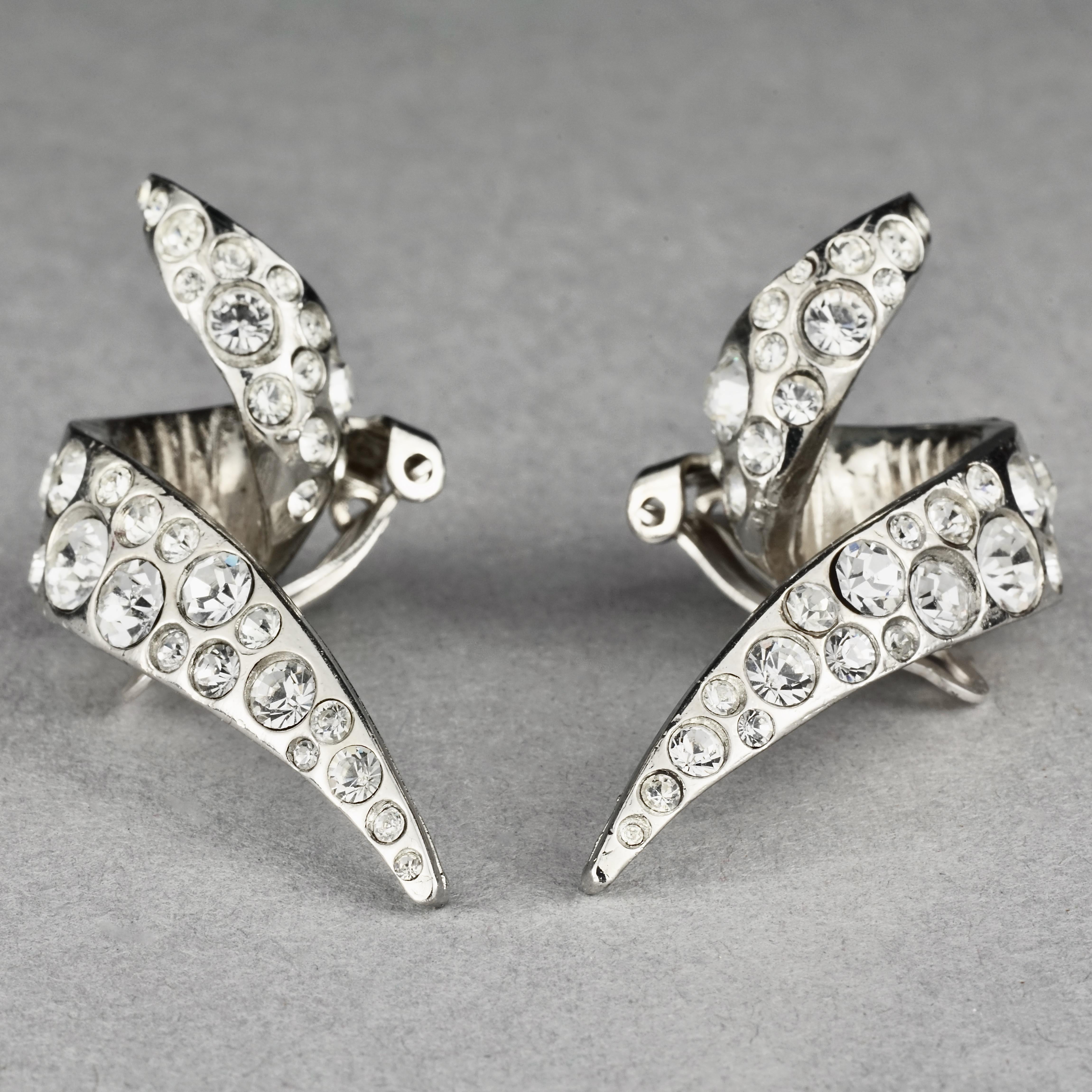 Vintage THIERRY MUGLER Futuristic Pointed Rhinestone Earrings In Excellent Condition In Kingersheim, Alsace