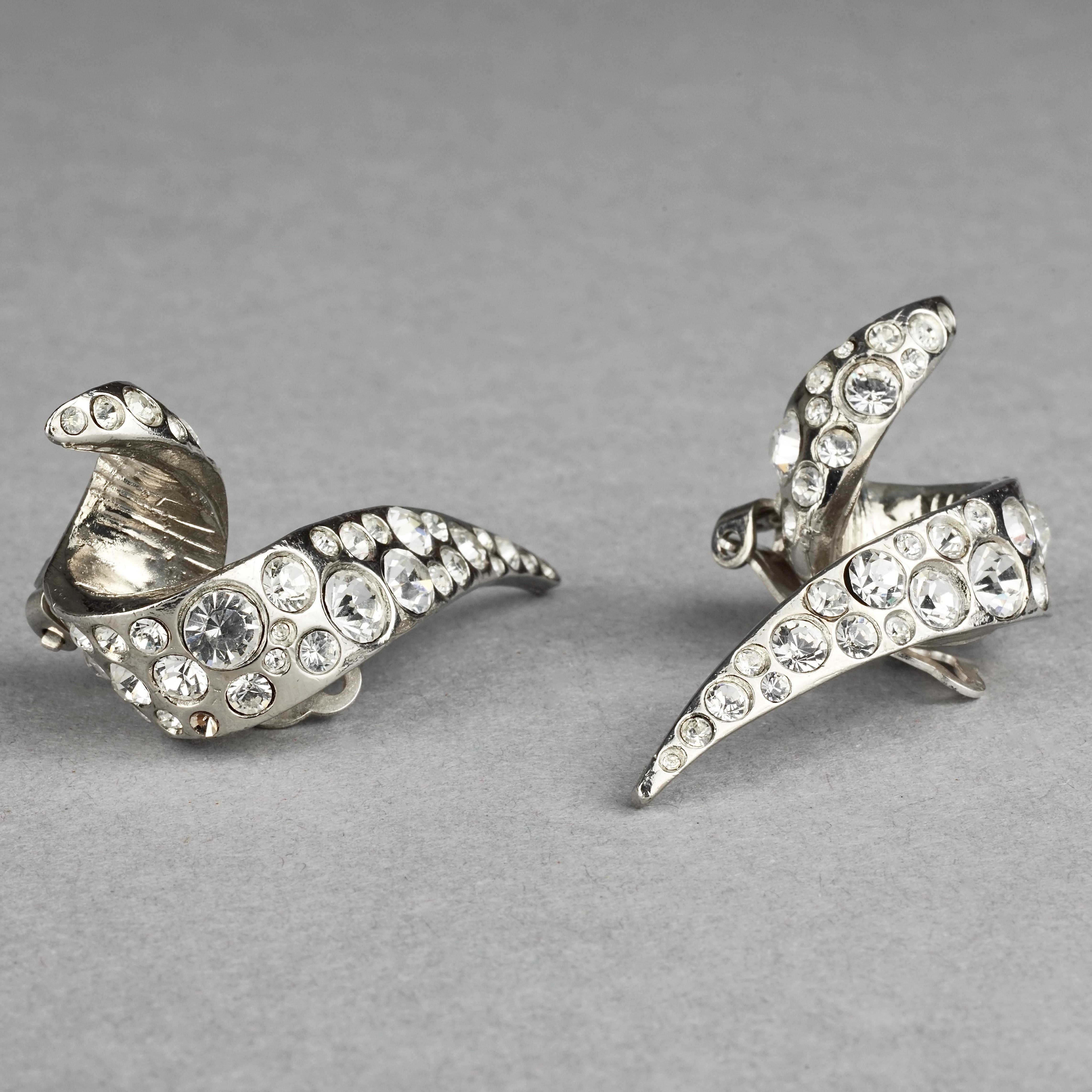 Vintage THIERRY MUGLER Futuristic Pointed Rhinestone Earrings 1