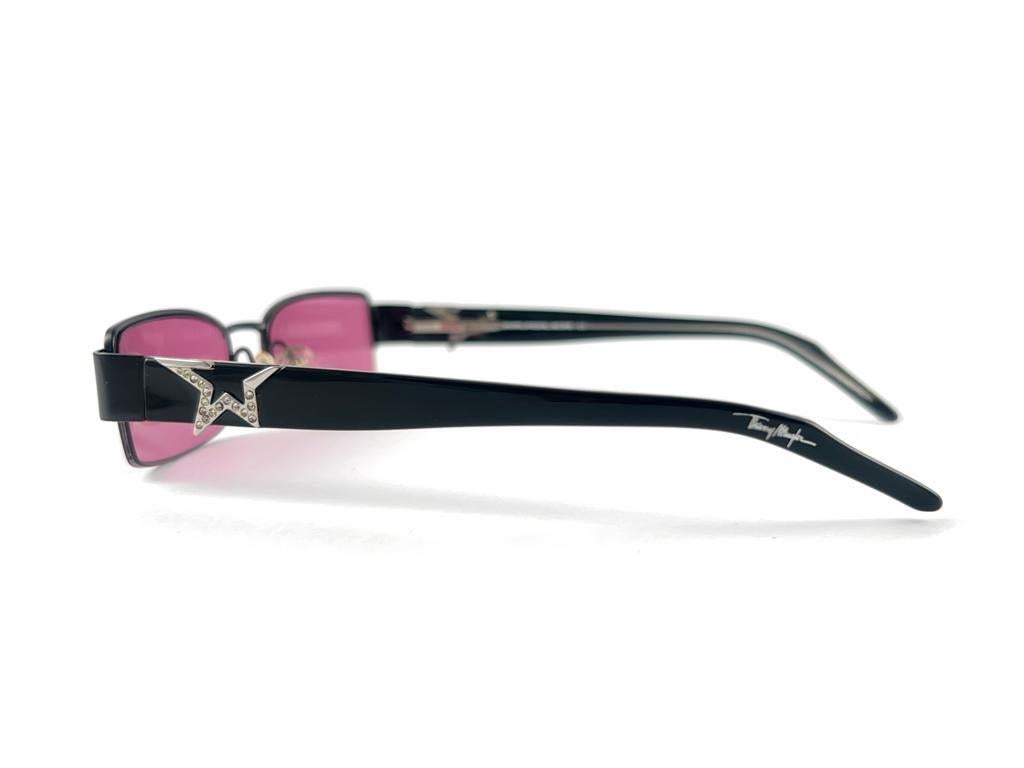 Vintage Thierry Mugler Half Frame Black Purple Lenses 1980's Paris Sunglasses For Sale 8