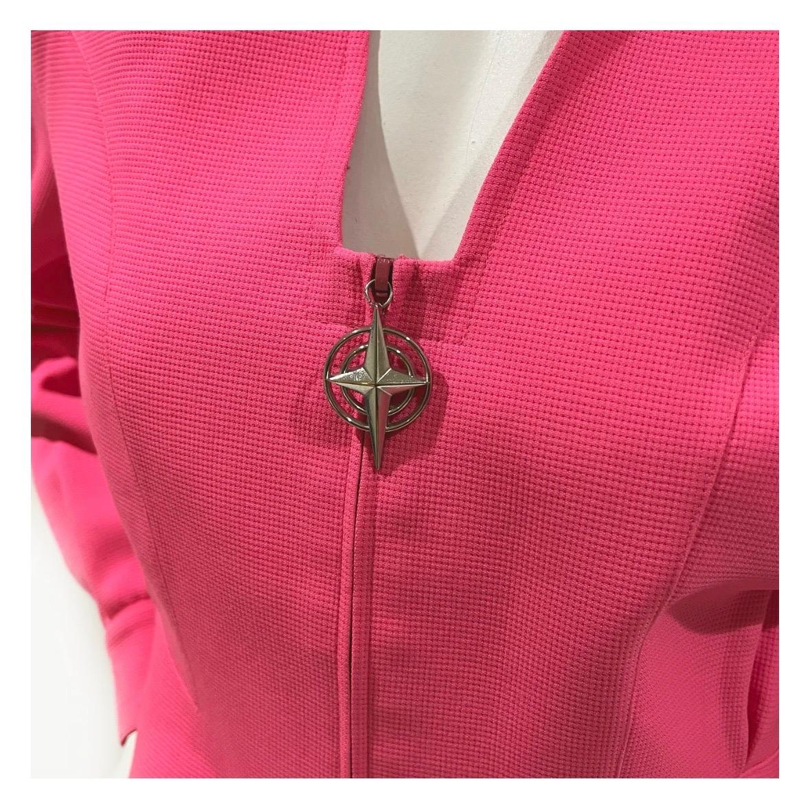Vintage Thierry Mugler Hot Pink Zip Jacket In Good Condition In Los Angeles, CA