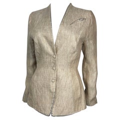 Vintage Thierry Mugler Jacket Beige & Gold Linen