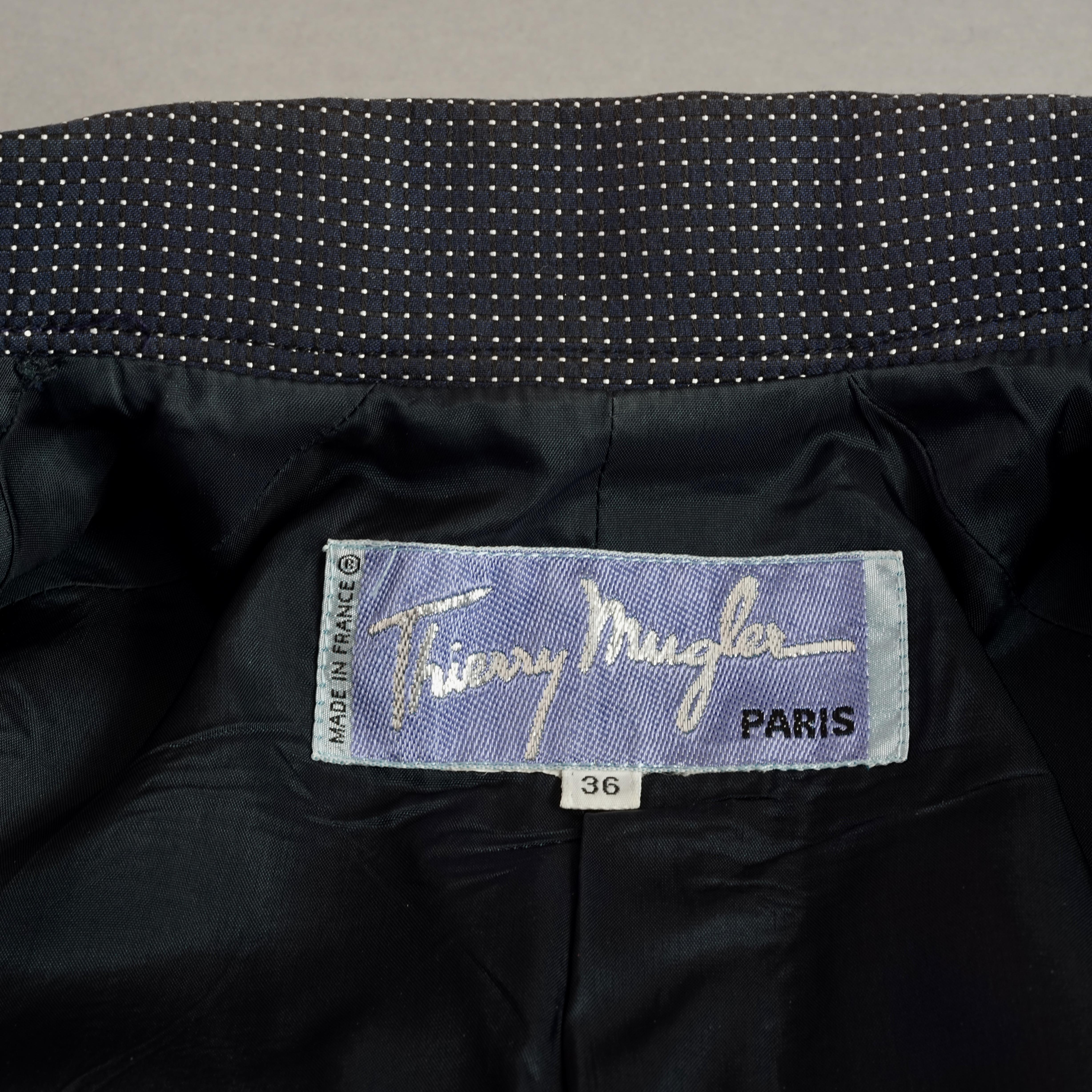 Vintage THIERRY MUGLER Metal Appliques Bow Polka Dot Jacket Skirt Suit 6