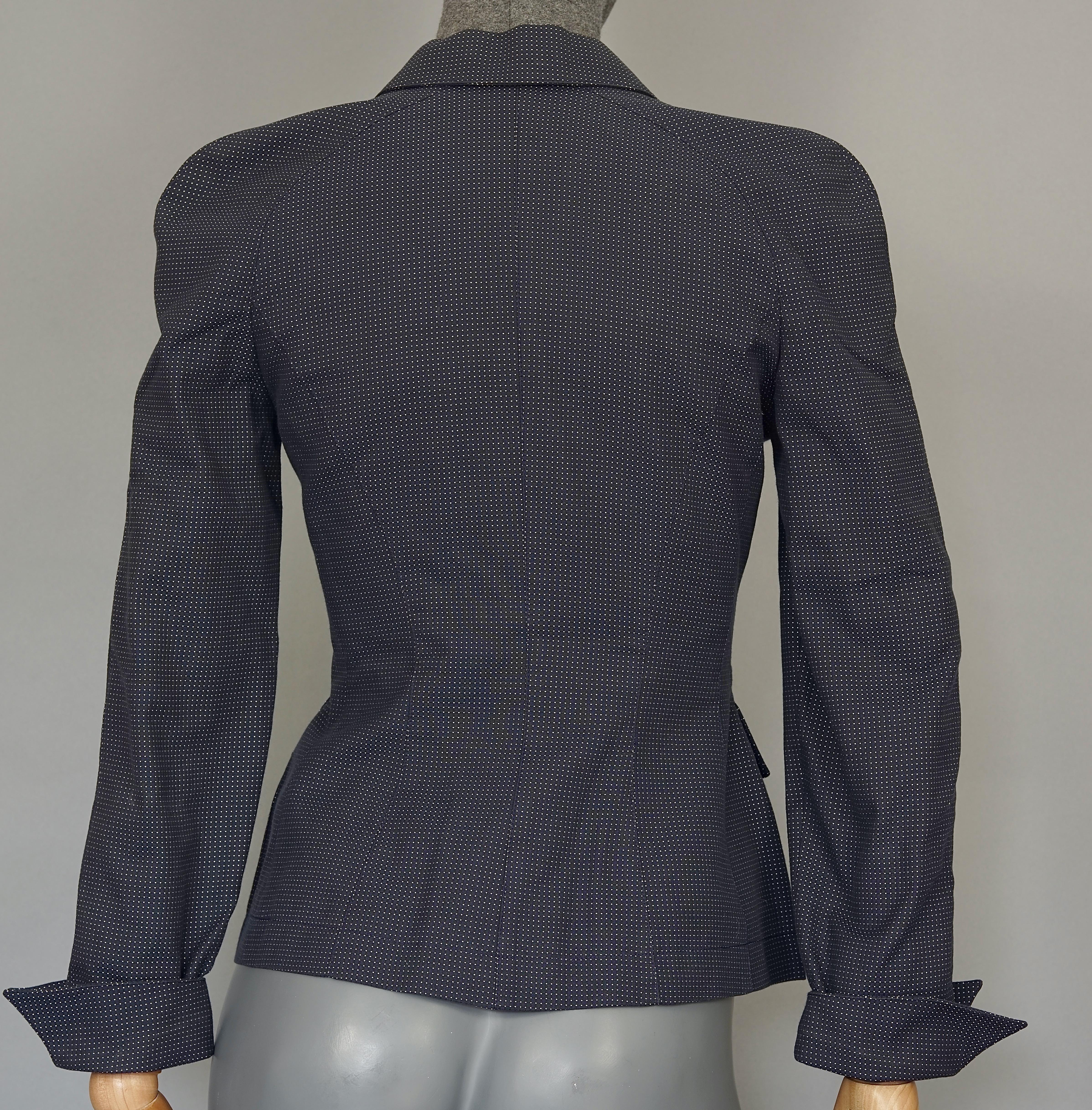 Women's Vintage THIERRY MUGLER Metal Appliques Bow Polka Dot Jacket Skirt Suit