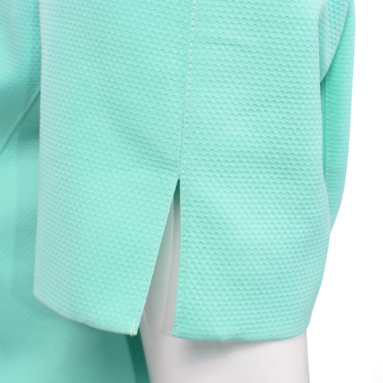 Vintage Thierry Mugler Mint Green Textured Skirt & SS Jacket Suit  For Sale 4