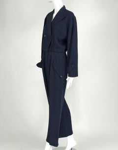 Thierry Mugler Marineblauer Jumpsuit aus den 1980er Jahren