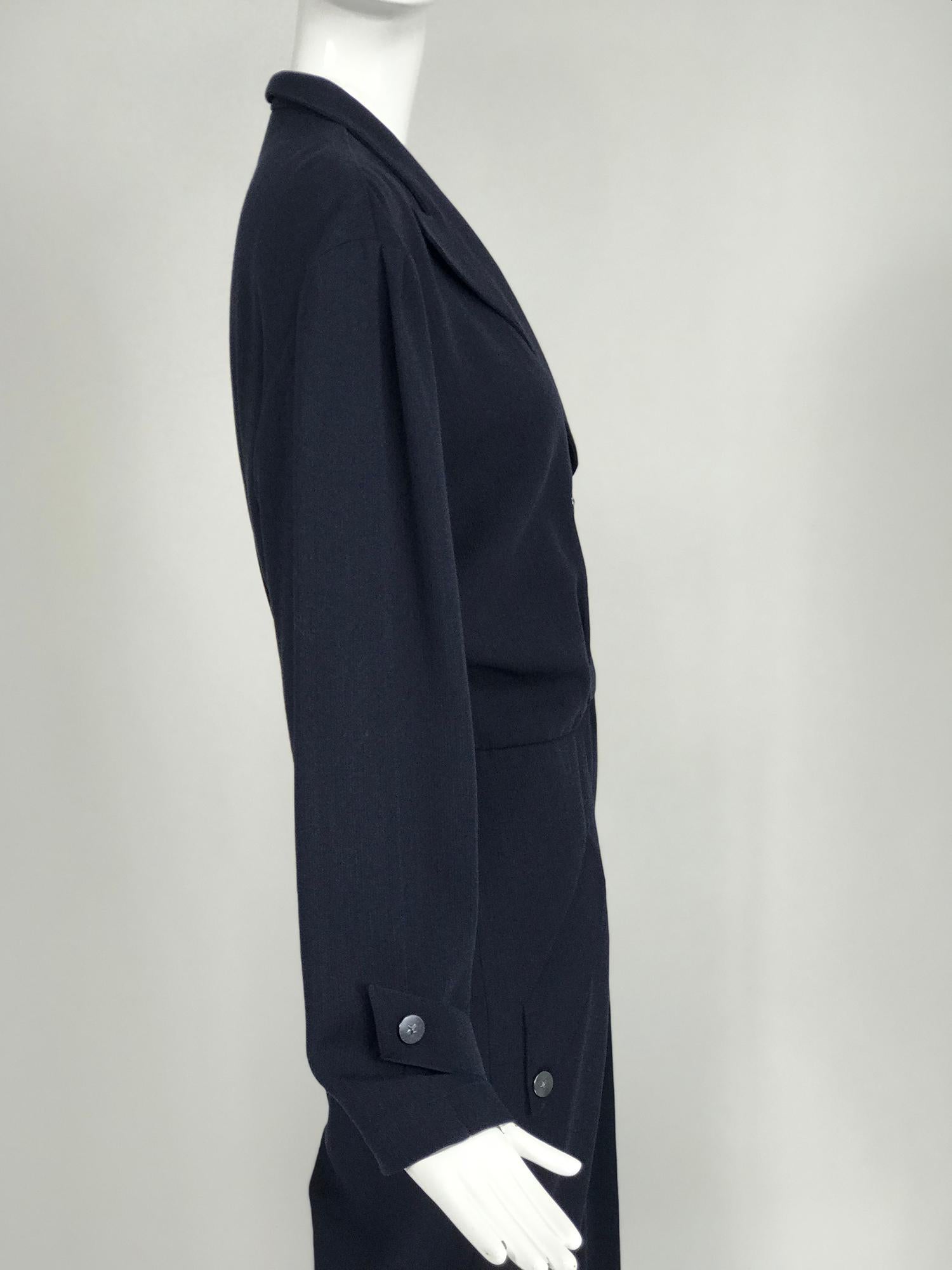 Vintage Thierry Mugler Navy Blue Jumpsuit 1980s In Good Condition In West Palm Beach, FL