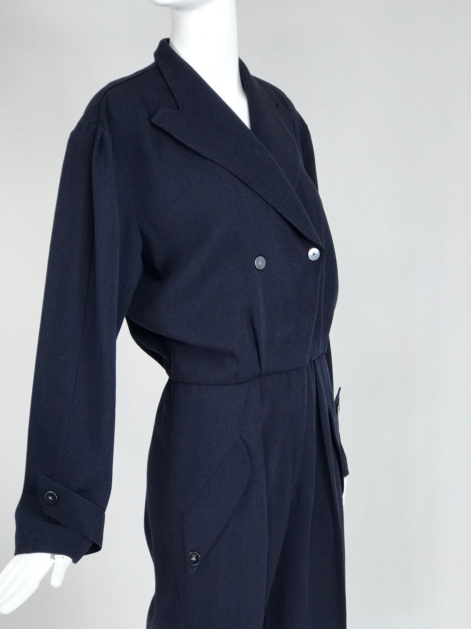 Women's Vintage Thierry Mugler Navy Blue Jumpsuit 1980s