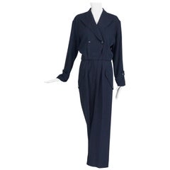 Retro Thierry Mugler Navy Blue Jumpsuit 1980s