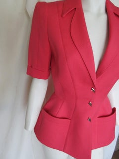 Vintage Thierry Mugler Paris 1980s Women's Cotton Jacket, Size FR 38