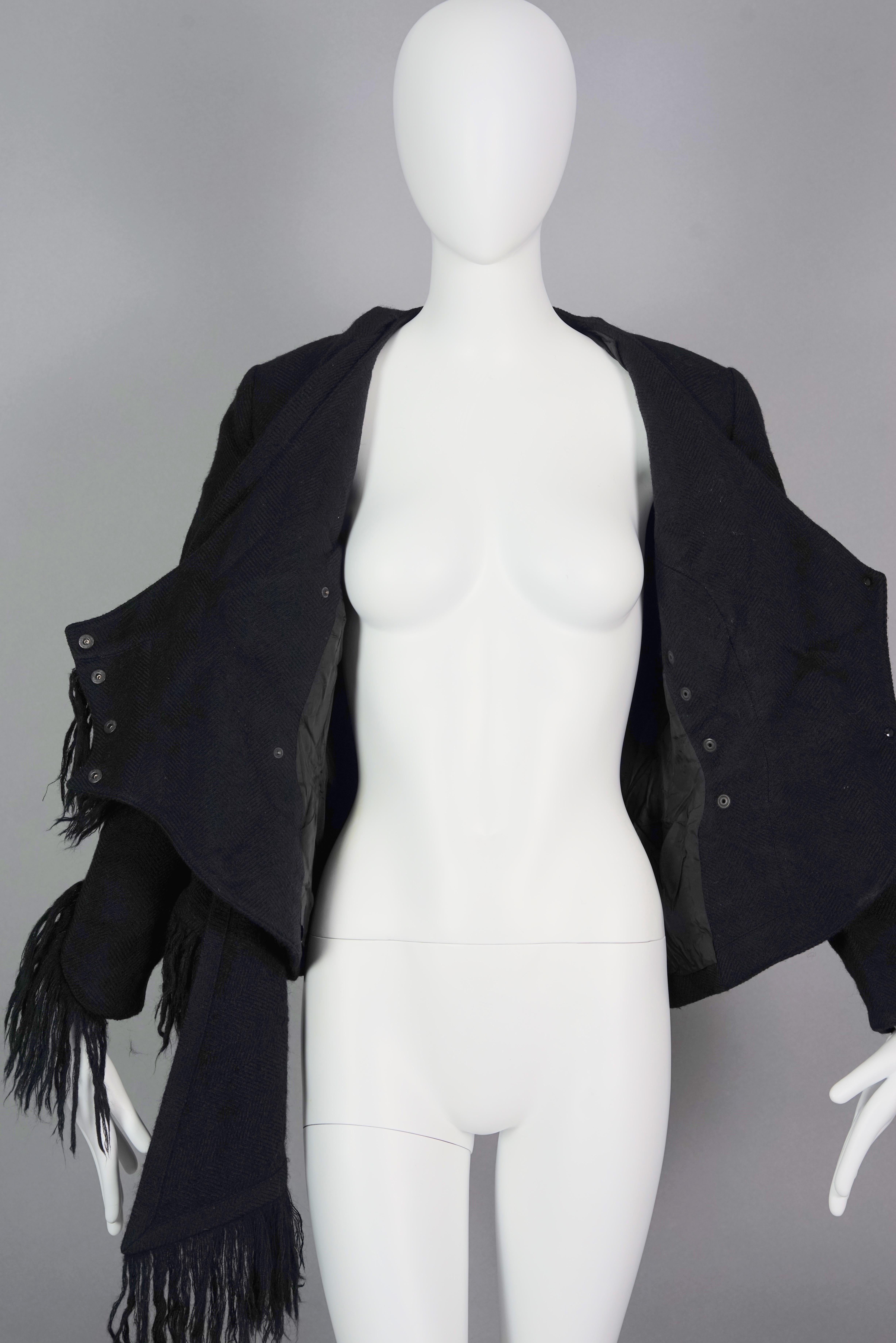 Vintage THIERRY MUGLER PARIS Mohair Fringe Scarf Collar Jacket For Sale 4