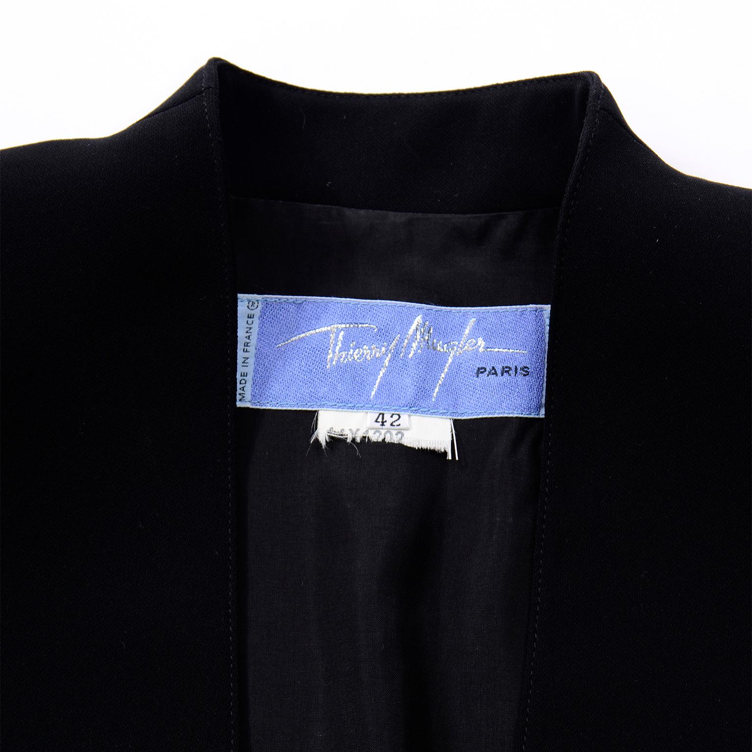 Vintage Thierry Mugler Paris vintage Black Blazer Jacket With Ball Chain Detail 2
