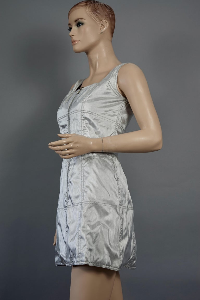 knee length dresses for ladies Silver Holographic Jumpsuit, Metallic Sleeveless Catsuit, Robot Costume, Futuristic Bodysuit, Spandex Unitard, Gymnastics Dancewear main image 1