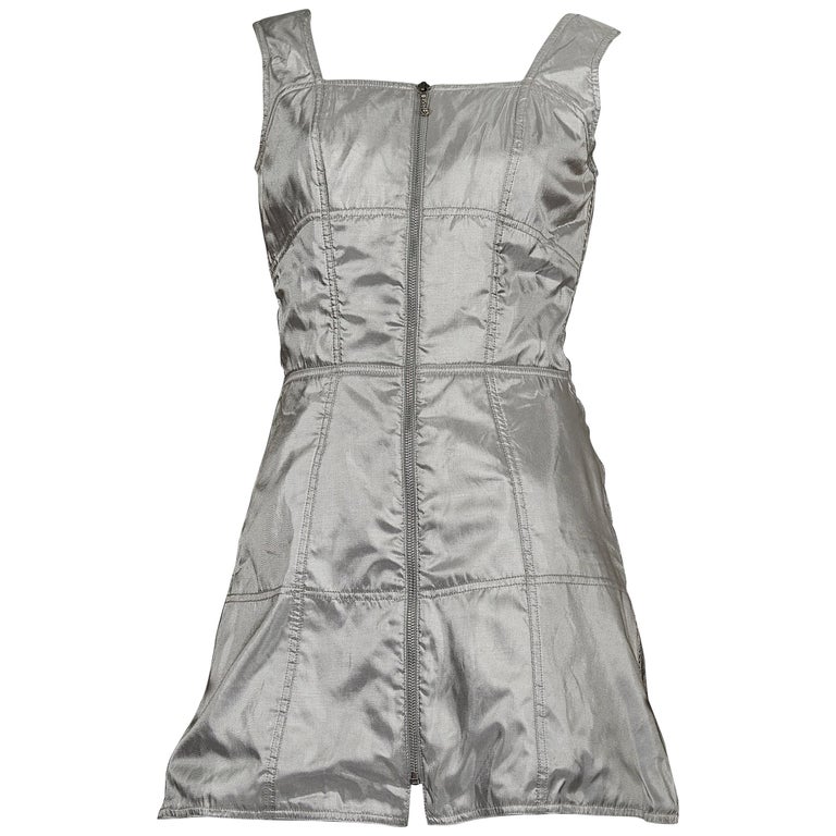 mugler silver dress Thierry Mugler - Silver mini dress with transparent inserts 23S1RO1386856