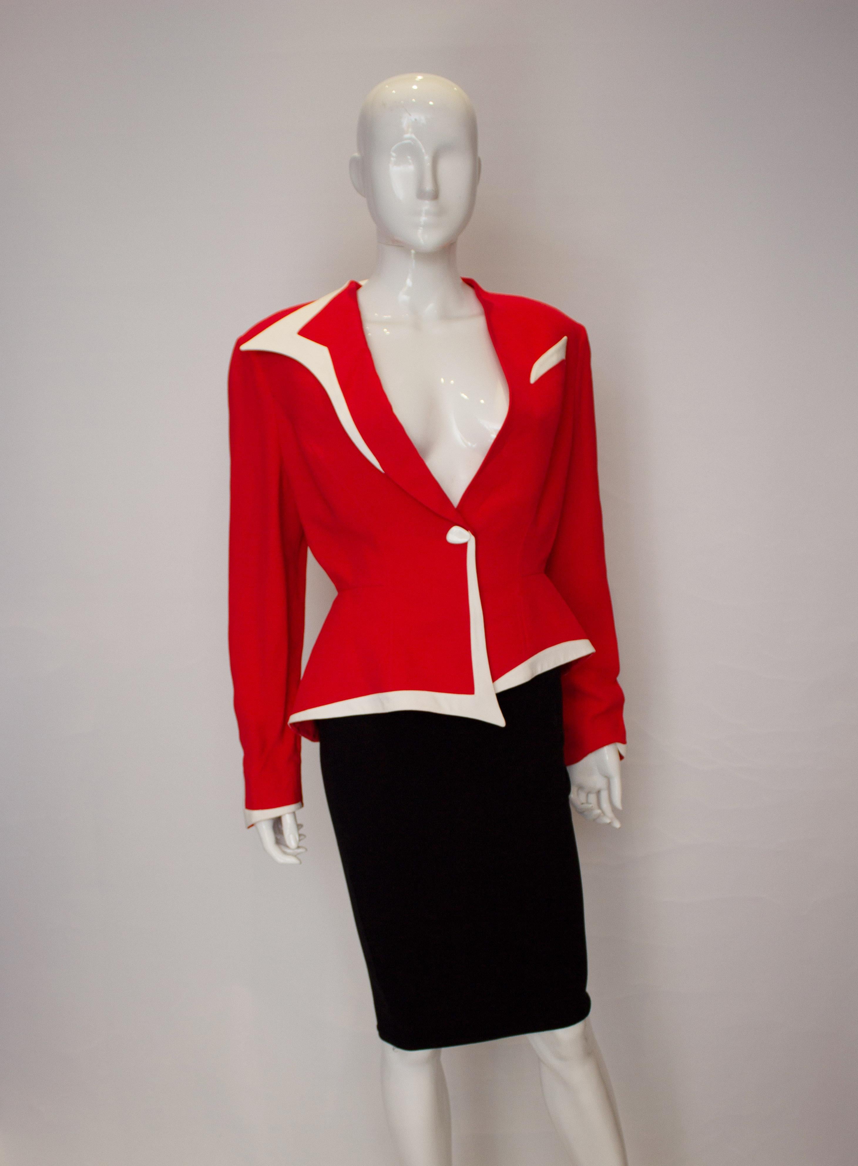 Vintage Thierry Mugler Red and White Jacket In Good Condition In London, GB