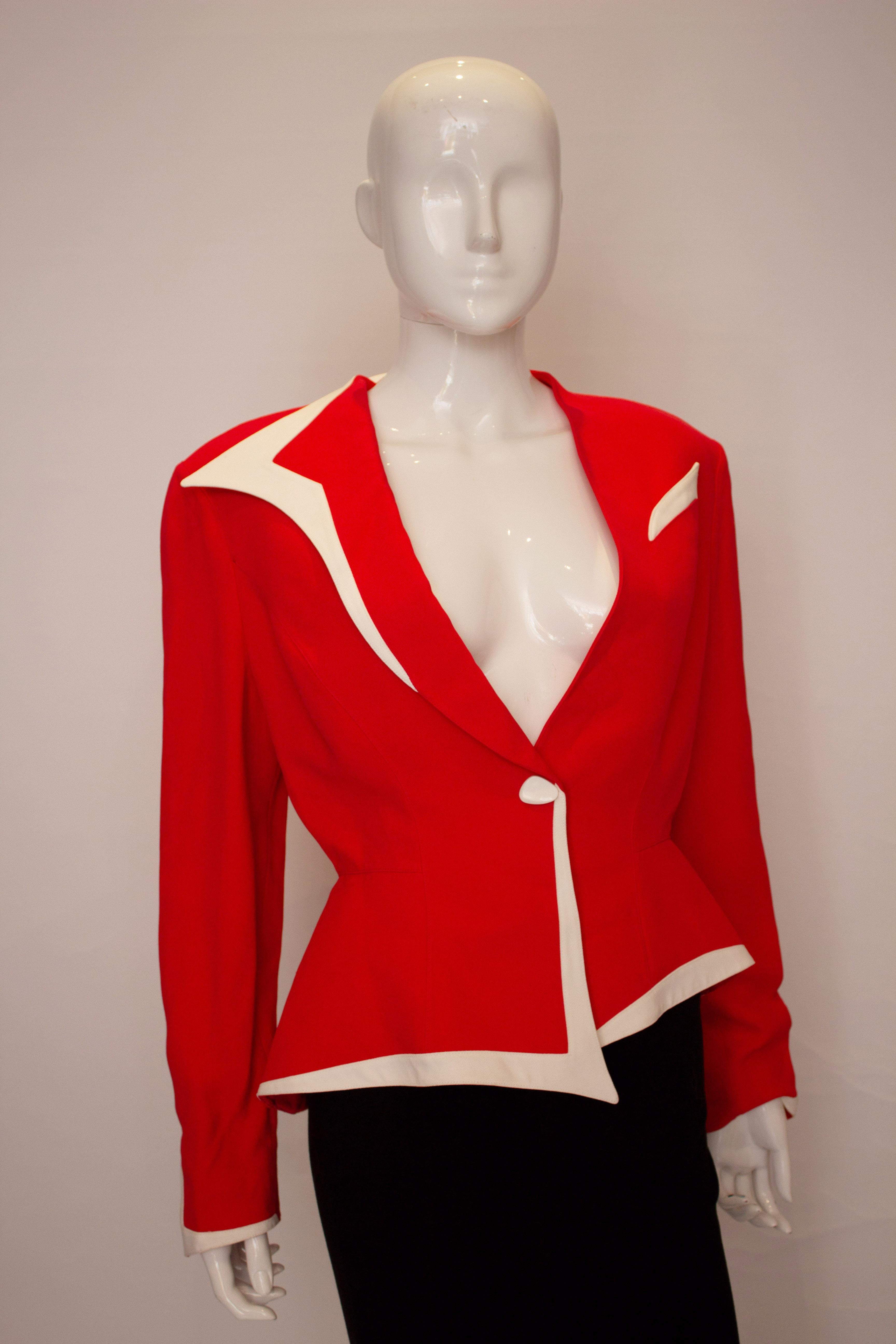 Vintage Thierry Mugler Red and White Jacket 2