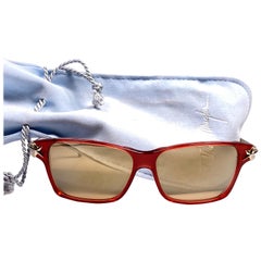Vintage Thierry Mugler Red Gold Lenses Medium Size 1980's Paris Sunglasses
