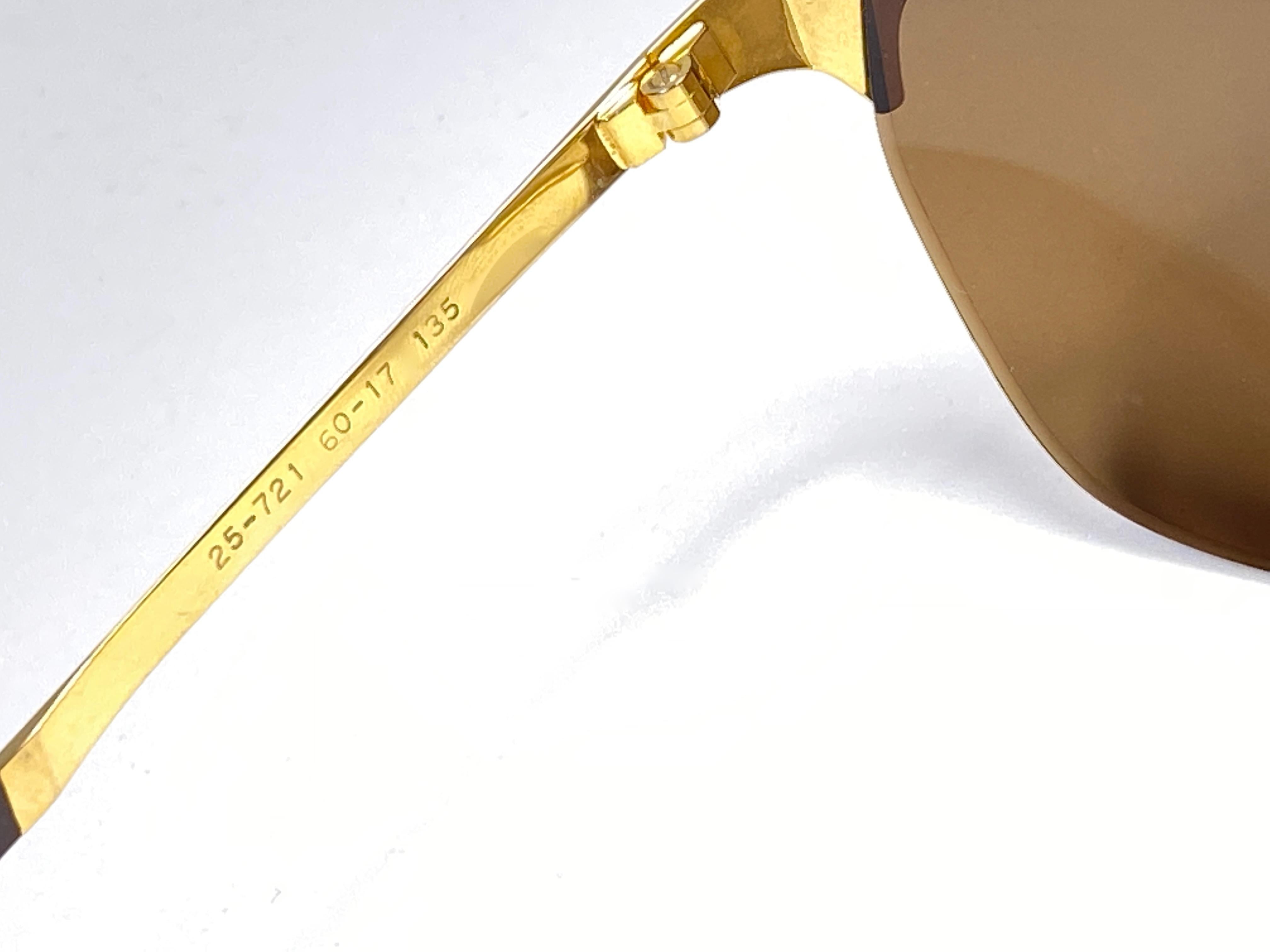 Brown Vintage Thierry Mugler Rimless Gold Lenses Medium Size 1980's Paris Sunglasses For Sale